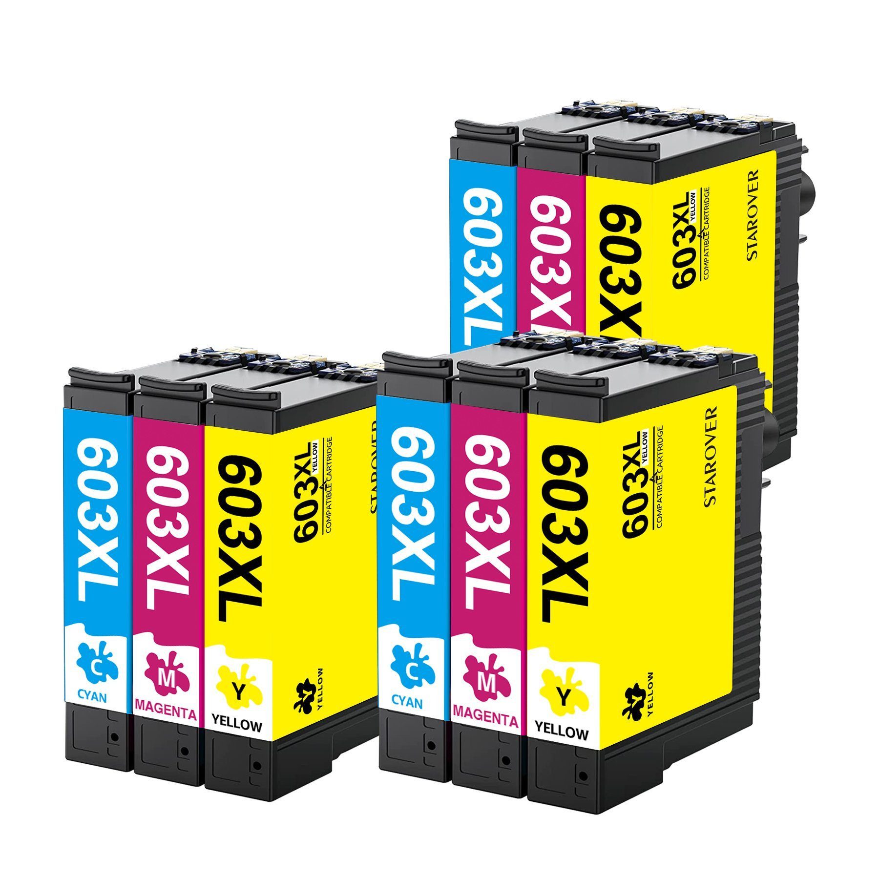 STAROVER Epson 603XL Druckerpatronen 603 XL Tintenpatrone (XP-2100, XP-2105, XP-2150, XP-2155, XP-3100, XP-3105, XP-3150, XP-3155, XP-4100, XP-4105, XP-4150, XP-4155, 9-tlg., WorkForce WF-2810 WF-2820 WF-2830)