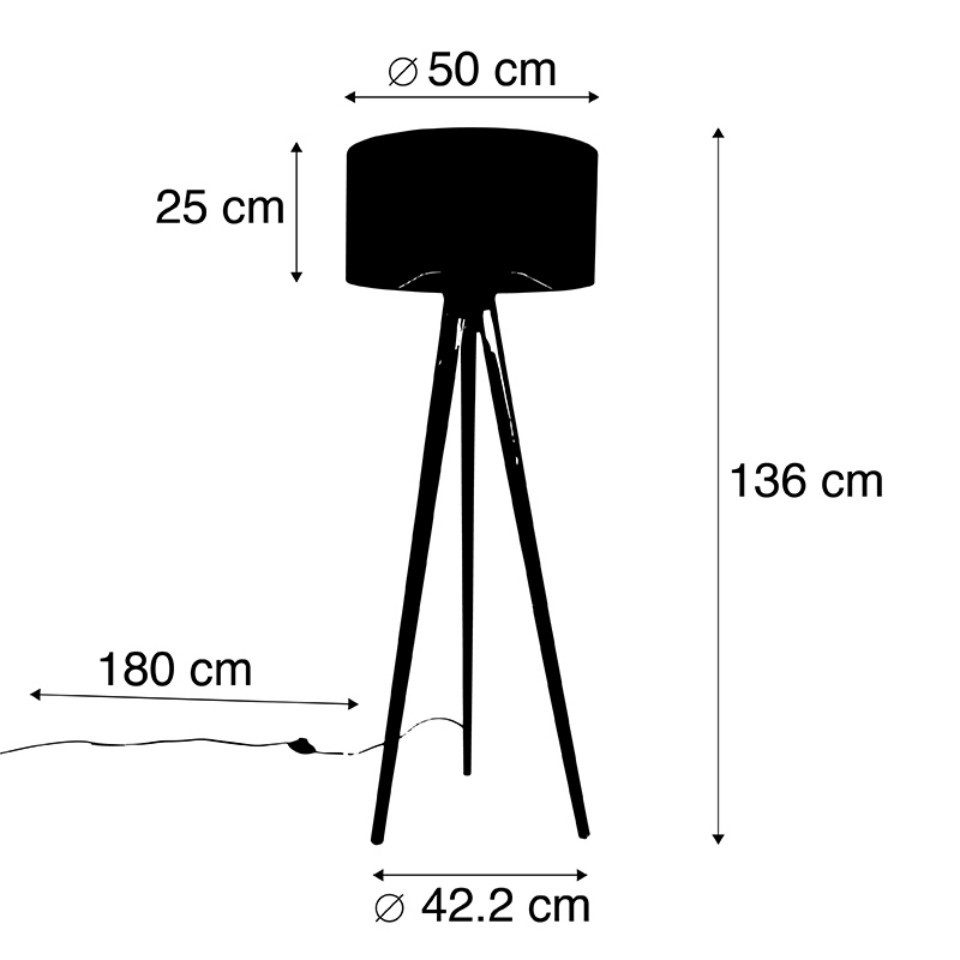 Qazqa Stehlampe Tripod_classic, ohne Leuchtmittel, Warmweiß, QAZQA Stehlampe, e27, Weiß, Holz, Landhaus