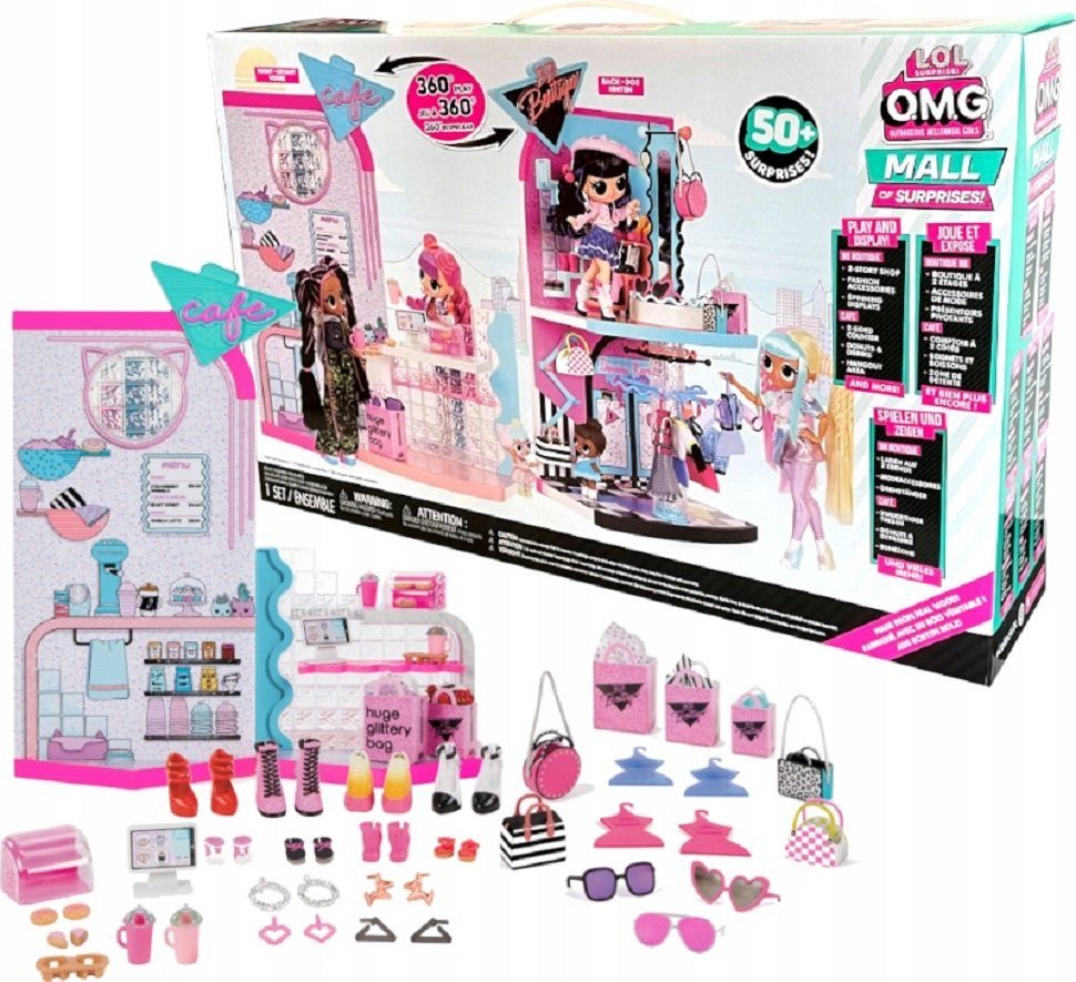 L.O.L. SURPRISE! Puppen Accessoires-Set L.O.L. SURPRISE! Spielfigur, OMG Mall of Surprises centrum, (50-tlg), 50 Überraschungen – 2 Etagen, sich drehende Elemente und ein Café