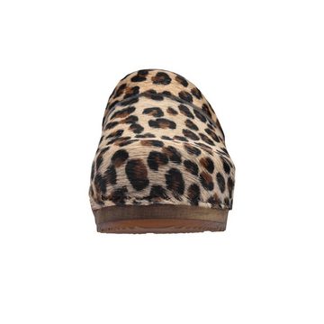 Sanita Wood-Caroline Open Clog Brown Leopard Sandale
