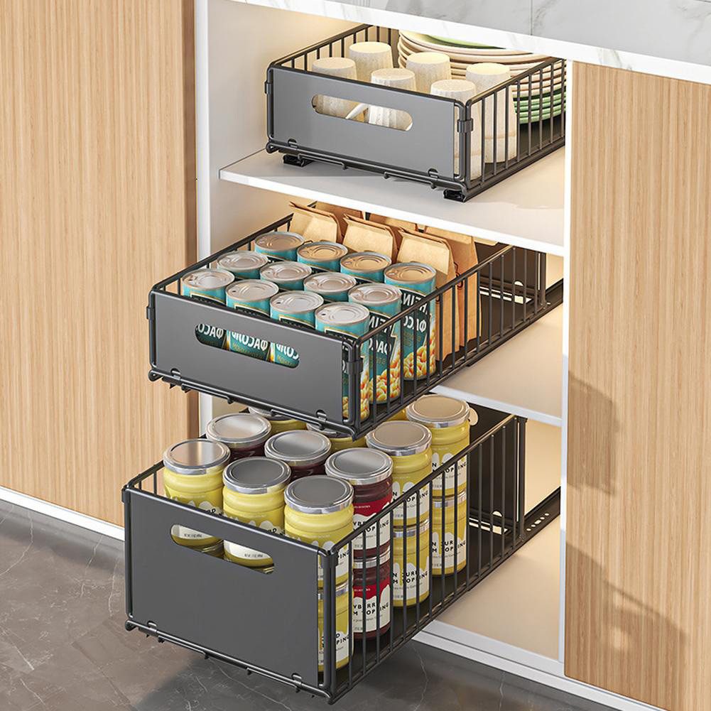 GarveeMore Küchenorganizer-Set Ausziehbarer Schrankorganisator Erweiterbare Küchenschubladen Robuster, (2-tlg) – Bild 4 von 4