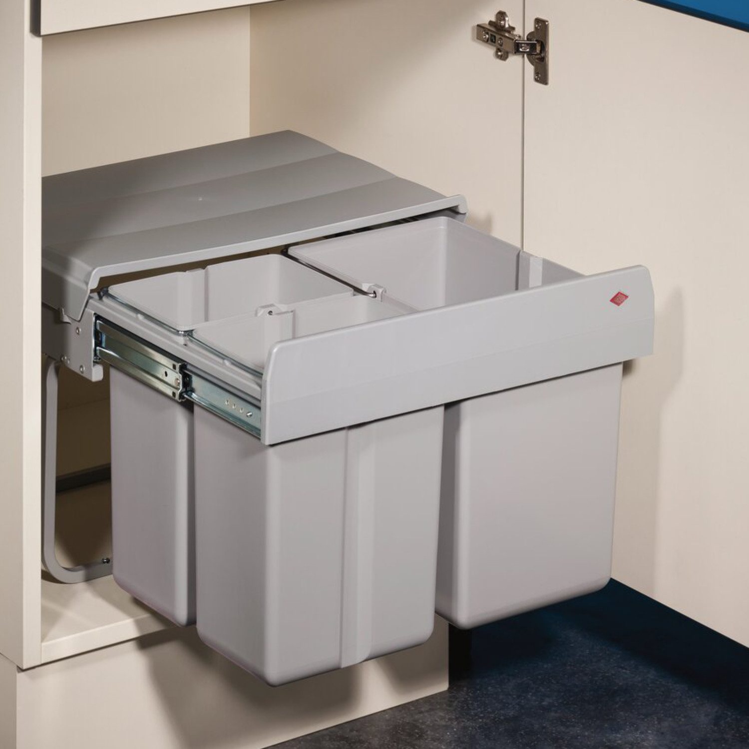 Camolo Einbaumülleimer Abfallsammler WESCO® Trio-Shorty 345 K/500-3 alugrau 3-fach Trennung