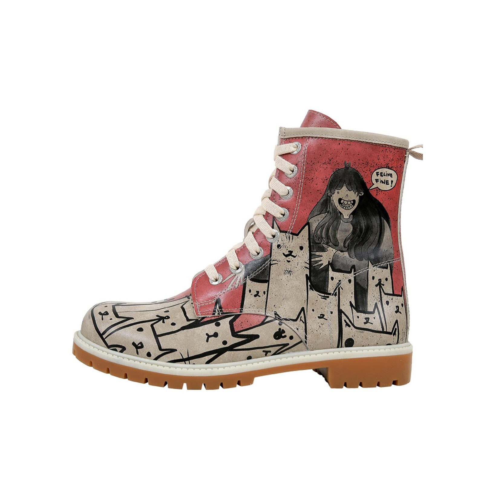 DOGO Long Boots Schnürstiefel Bad Cats Mad Cats Damen Stiefeletten, Schnürboots Handgefertigt