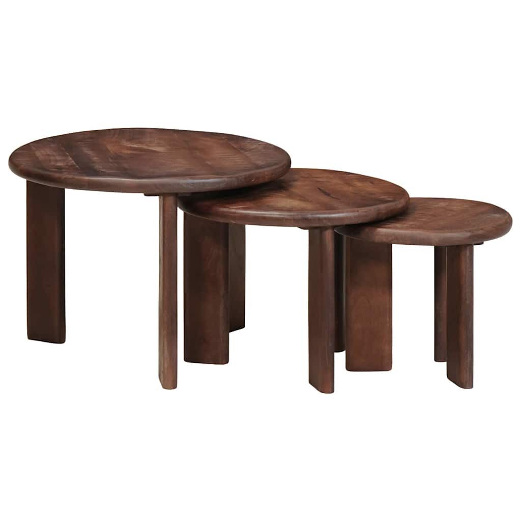 vidaXL Couchtisch Nesting-Couchtische 3 Stk. Dunkelbraun Ø 54 x 40 cm (3-St)