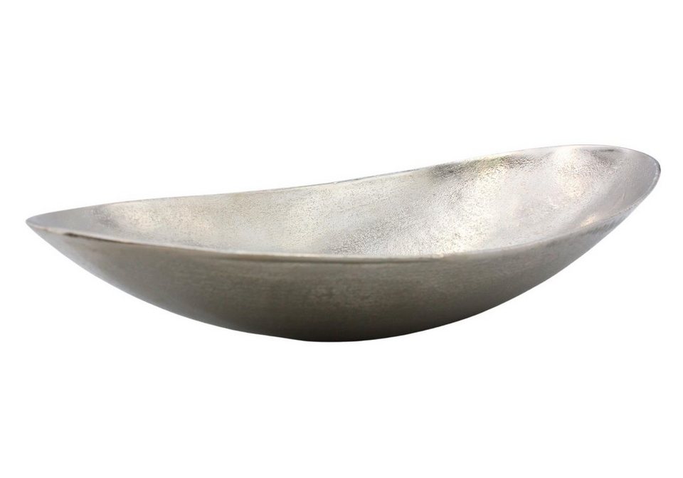 Dekohelden24 Dekoschale Schale / Dekoschale / Naschschale in silber, oval,  modern geformt aus (Schale, 1 St)