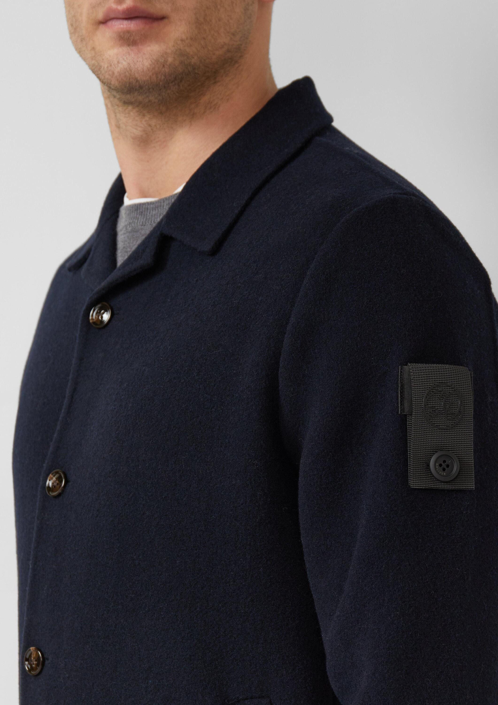 s.Oliver Hemdjacke Outdoor-Jacke Softes Overshirt mit Wolle und Label-Patch