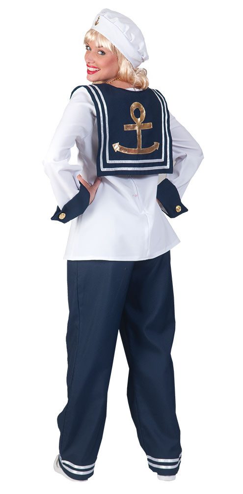Karneval-Klamotten Kostüm Matrosen Damen Matrosin blau weiß mit Hose, Damen günstig online kaufen