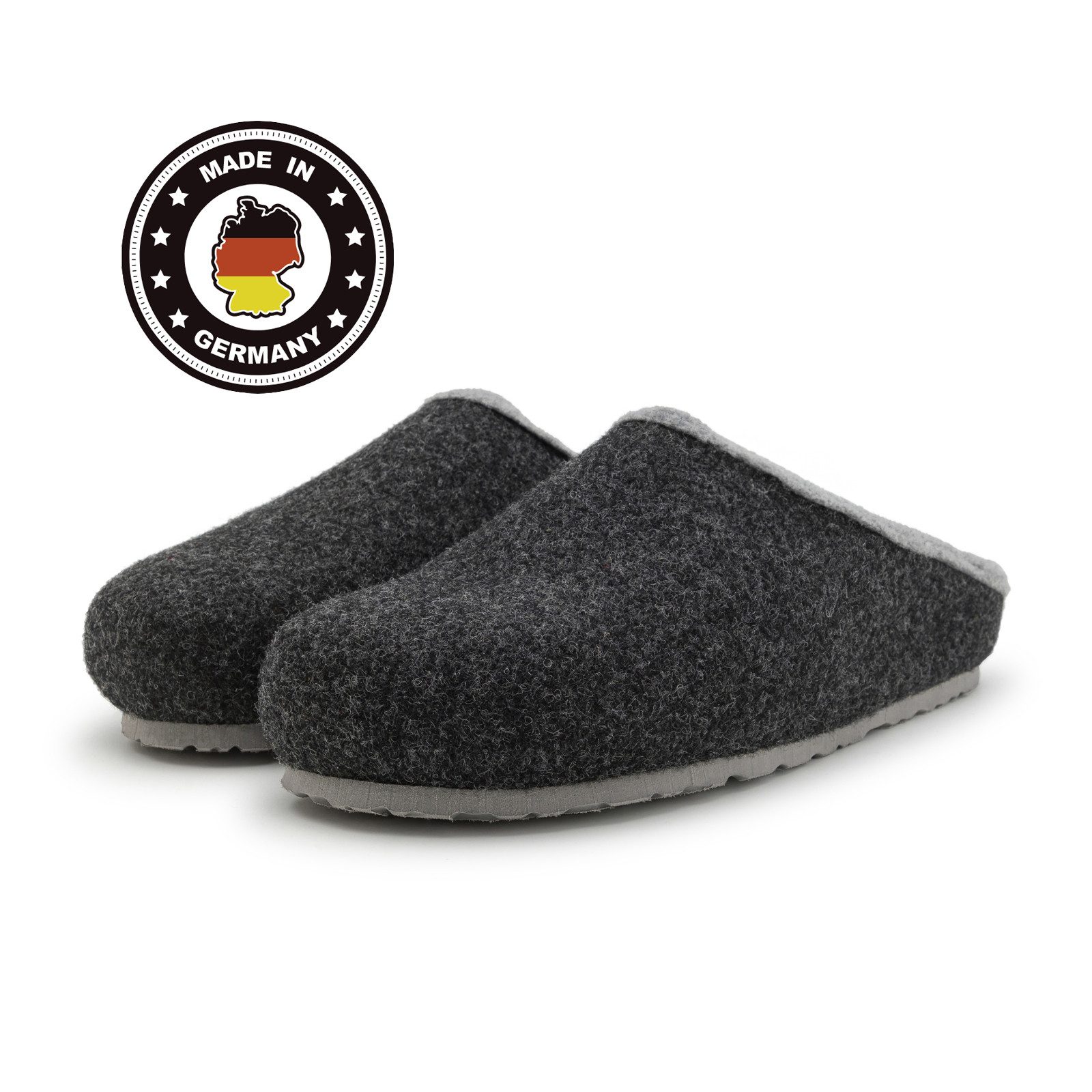 Pantoffelmann Filzclogs mit Fußbett Filzhausschuhe Herren Damen Filz Clog Pantoffel Hausschuh (1 Paar) hoher Tragekomfort, angenehme Passform