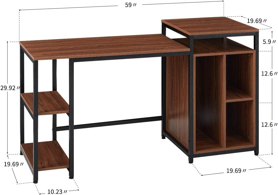 Diyarts Regal-Schreibtisch (Schreibtisch mit Ablageregal), Computertisch günstig online kaufen