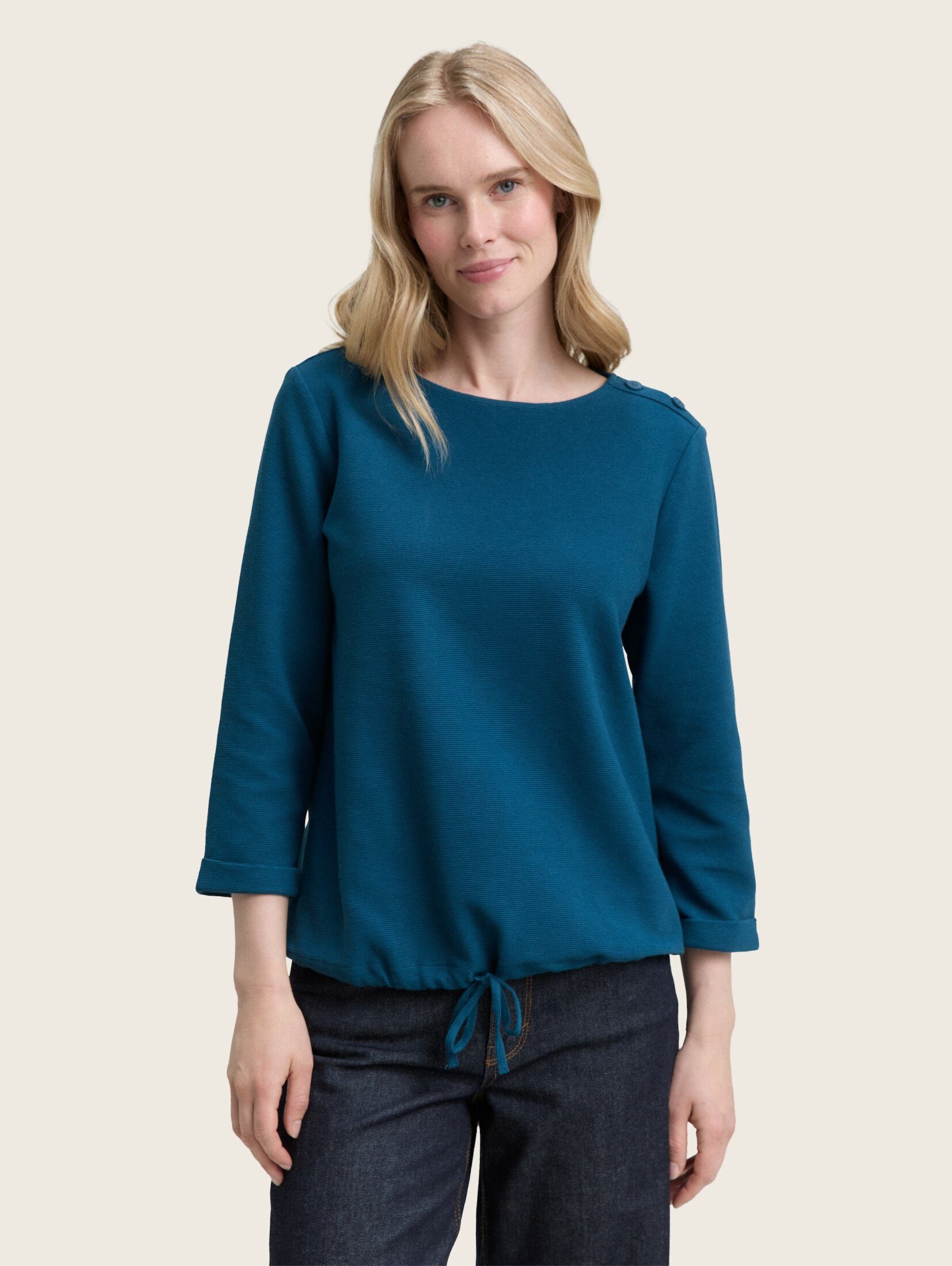 TOM TAILOR 3/4-Arm-Shirt Langarmshirt mit Knopf-Details günstig online kaufen