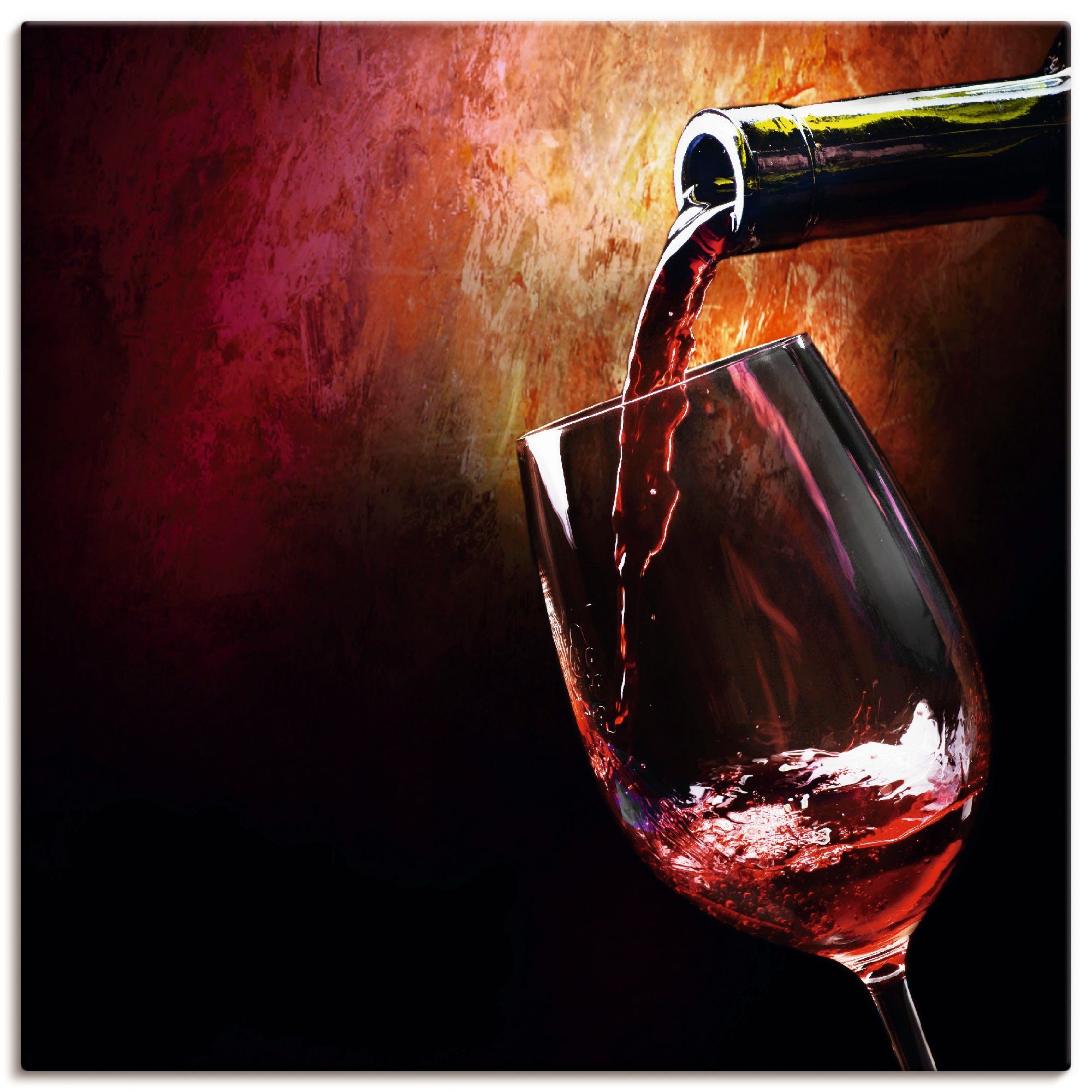 Artland Leinwandbild Wein - Rotwein, Getränke (1 St), auf Holzrahmen gespannt
