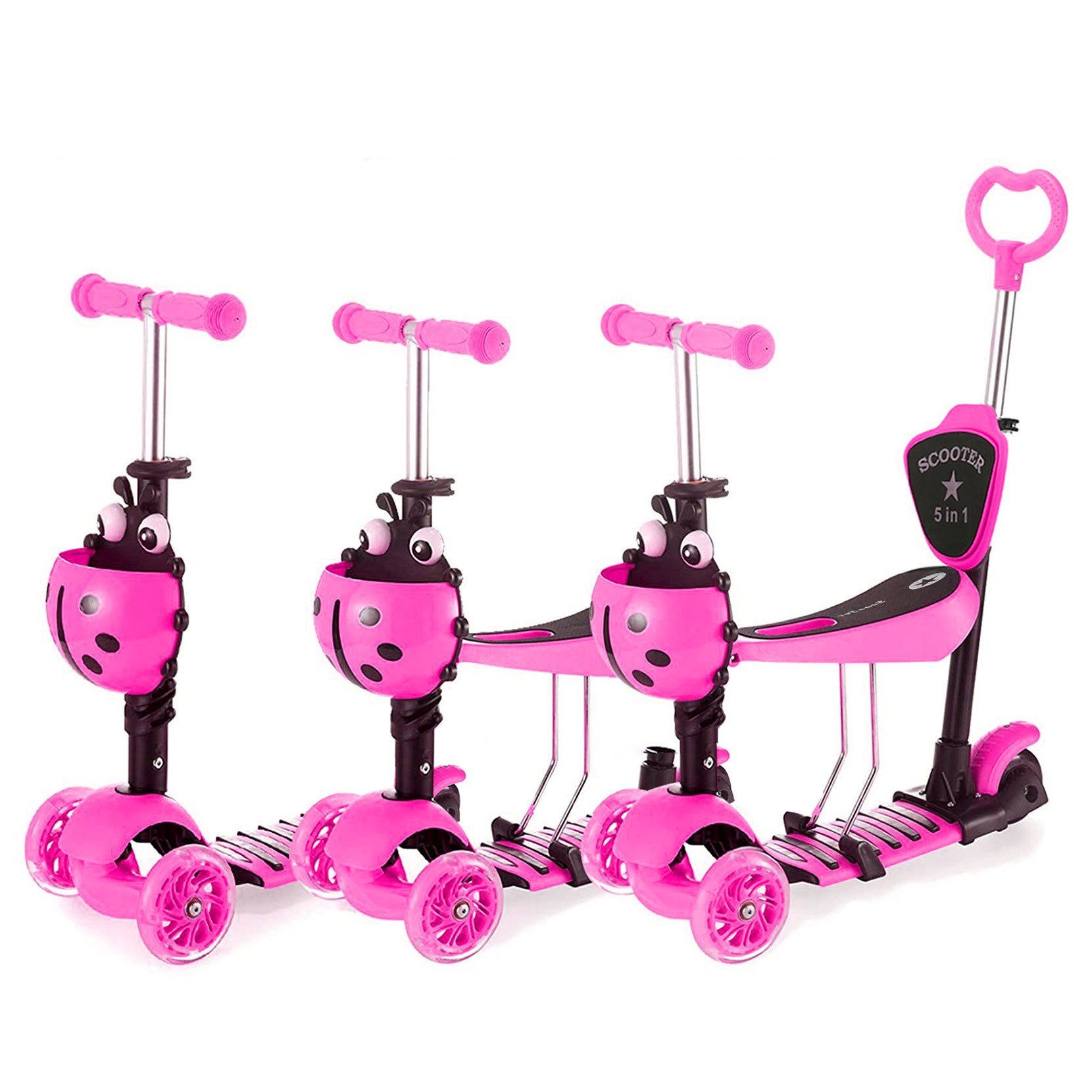 OUNUO Dreiradscooter Kinderroller LED ab 2 Jahren–3 Räder,höhenverstellbar,rutschfest – Bild 5 von 5