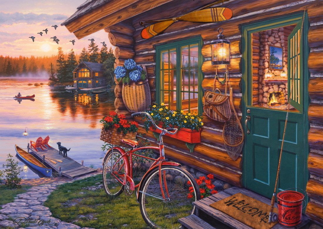 Schmidt Spiele Puzzle 1000 Teile Puzzle Darrel Bush Seehütte mit Fahrrad 58 günstig online kaufen