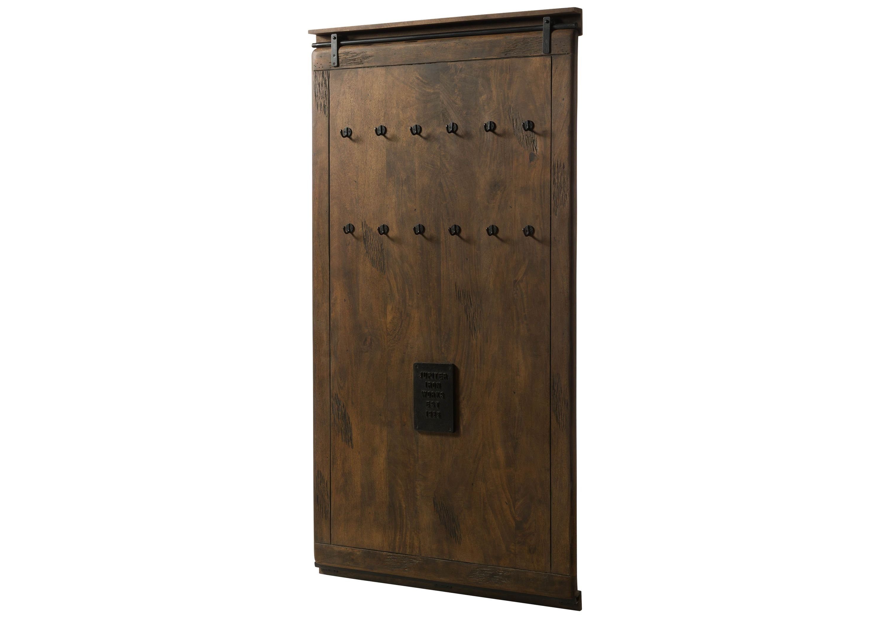Massivmoebel24 Wandgarderobe RAILWAY (Wandgarderobe Mango 100x8x190 braun lackiert RAILWAY #4008), Wandgarderobe Mango 100x8x190 braun lackiert RAILWAY #4008