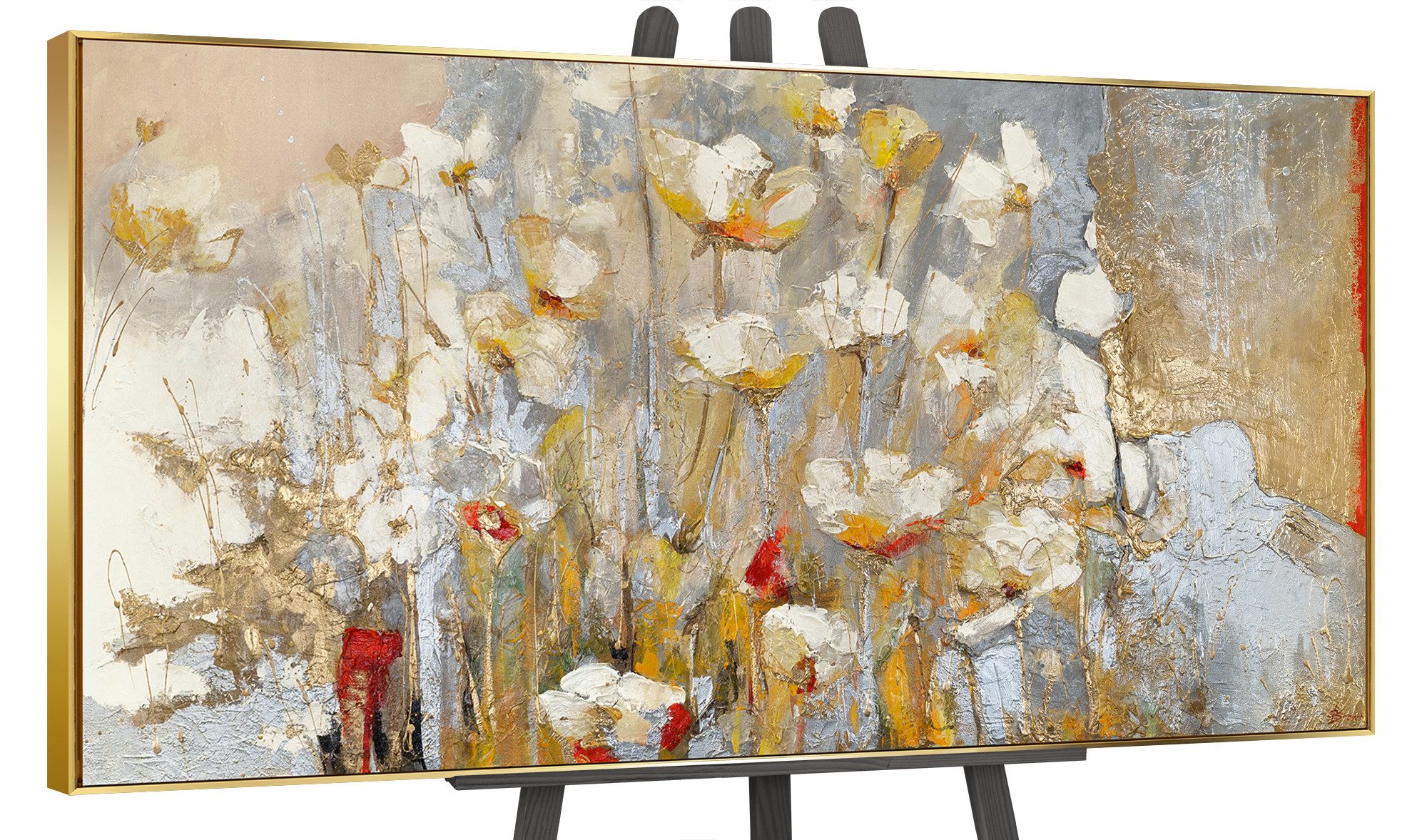 YS-Art Картина Frühlingsduft, Blumen, Blumenstrauß in hellen Farben, gerahmtes Leinwandbild