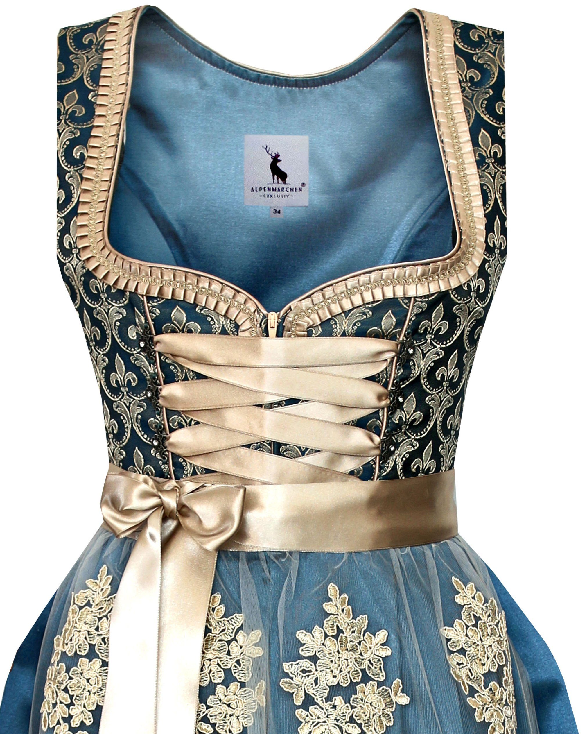 Alpenmärchen Dirndl Dirndl Livia in Creme und Blau - ALM916 günstig online kaufen
