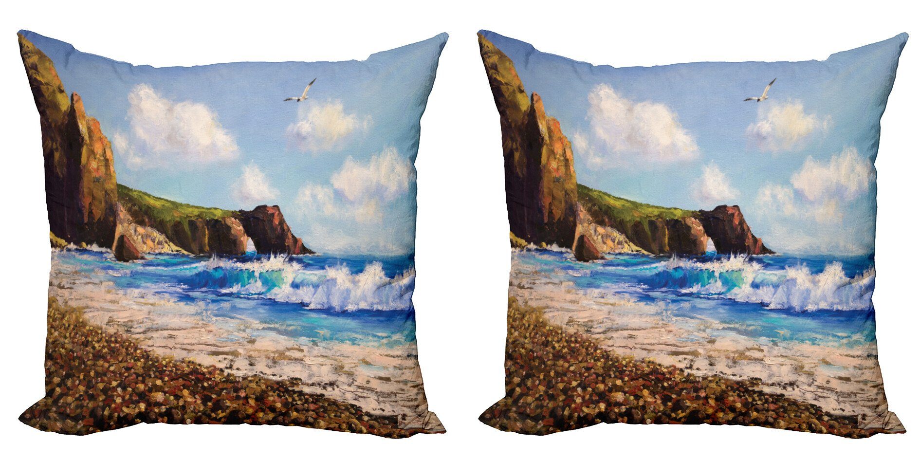 Meerküste Ozean Abakuhaus (2 Stück), Doppelseitiger Modern Kissenbezüge von Accent Strand-Felsen Digitaldruck,