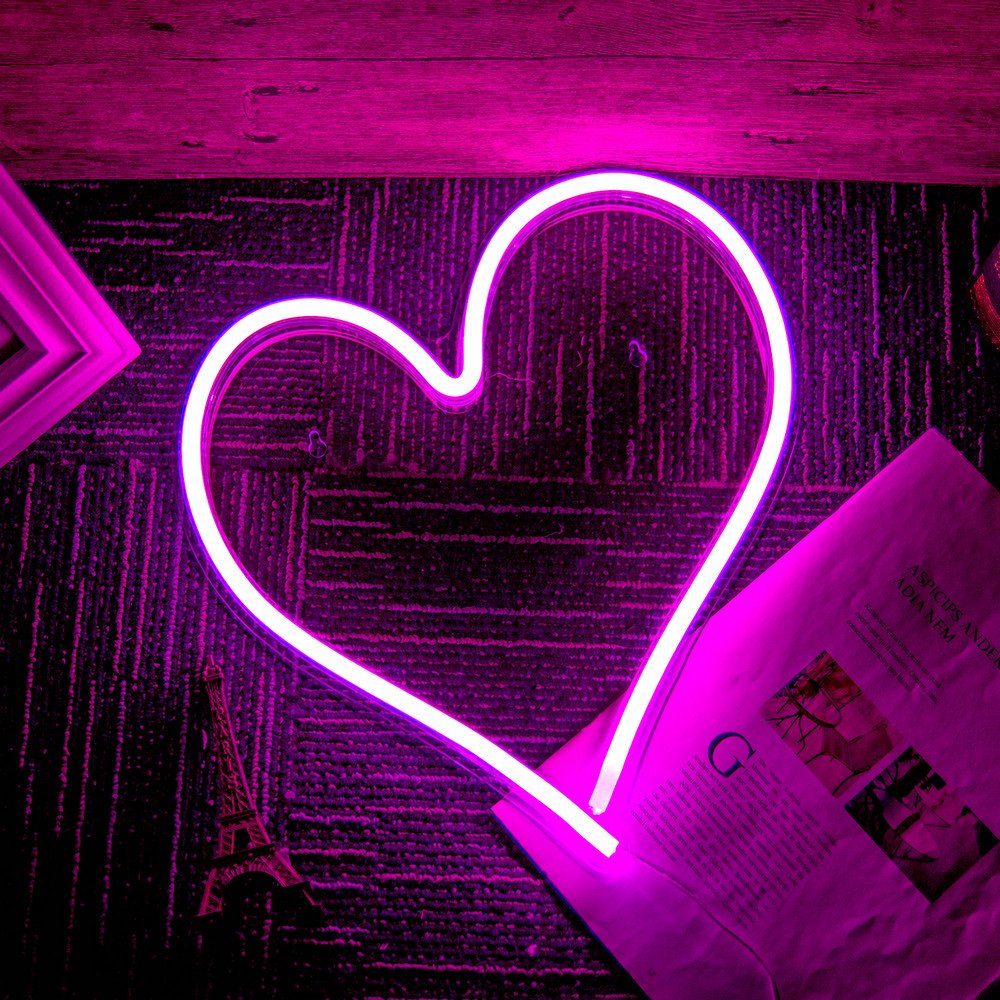 Rosnek LED Dekolicht Neon Lampe,Banane Hello Herz Dream Love,Schlafzimmer Nachtlicht, SMD2835 LED, mit USB transparenter Acrylrückwand
