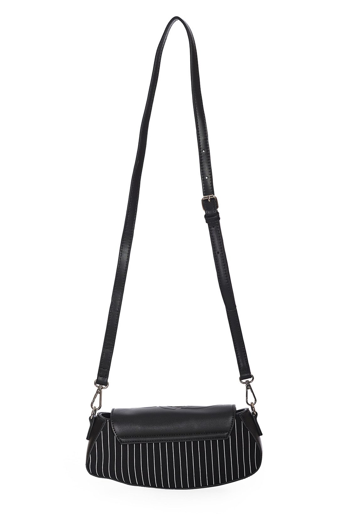 Banned Handtasche Black Core Pinstripe, Skull Schädel Nadelstreifen