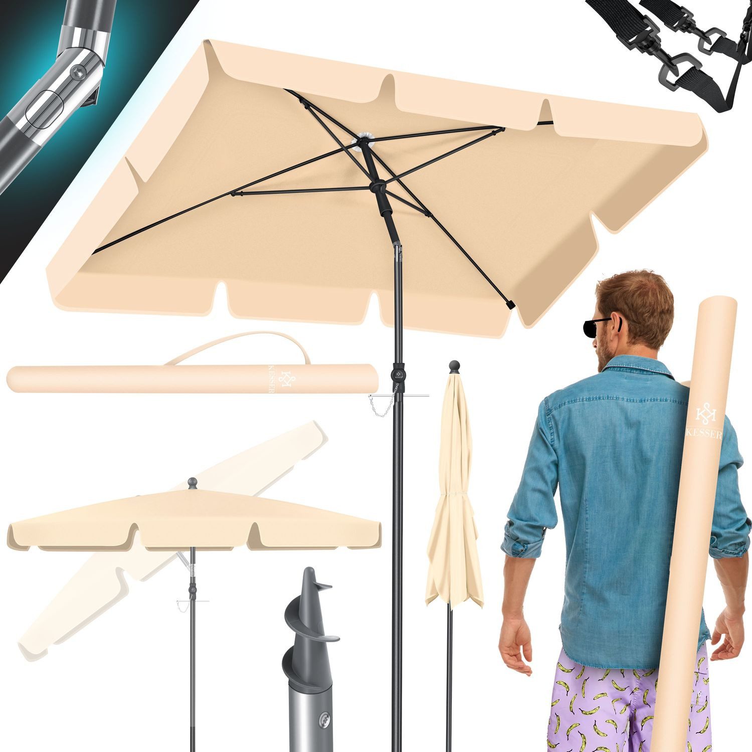 KESSER Sonnenschirm, Sonnenschirm Rechteckig Inkl. 2in1 günstig online kaufen
