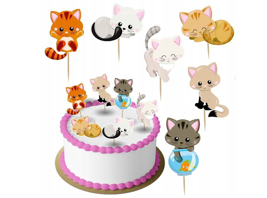 Festivalartikel Tortenstecker Cat Katze Topper Set 6 Stk Geburstag Torten Deko Kuchen Junge