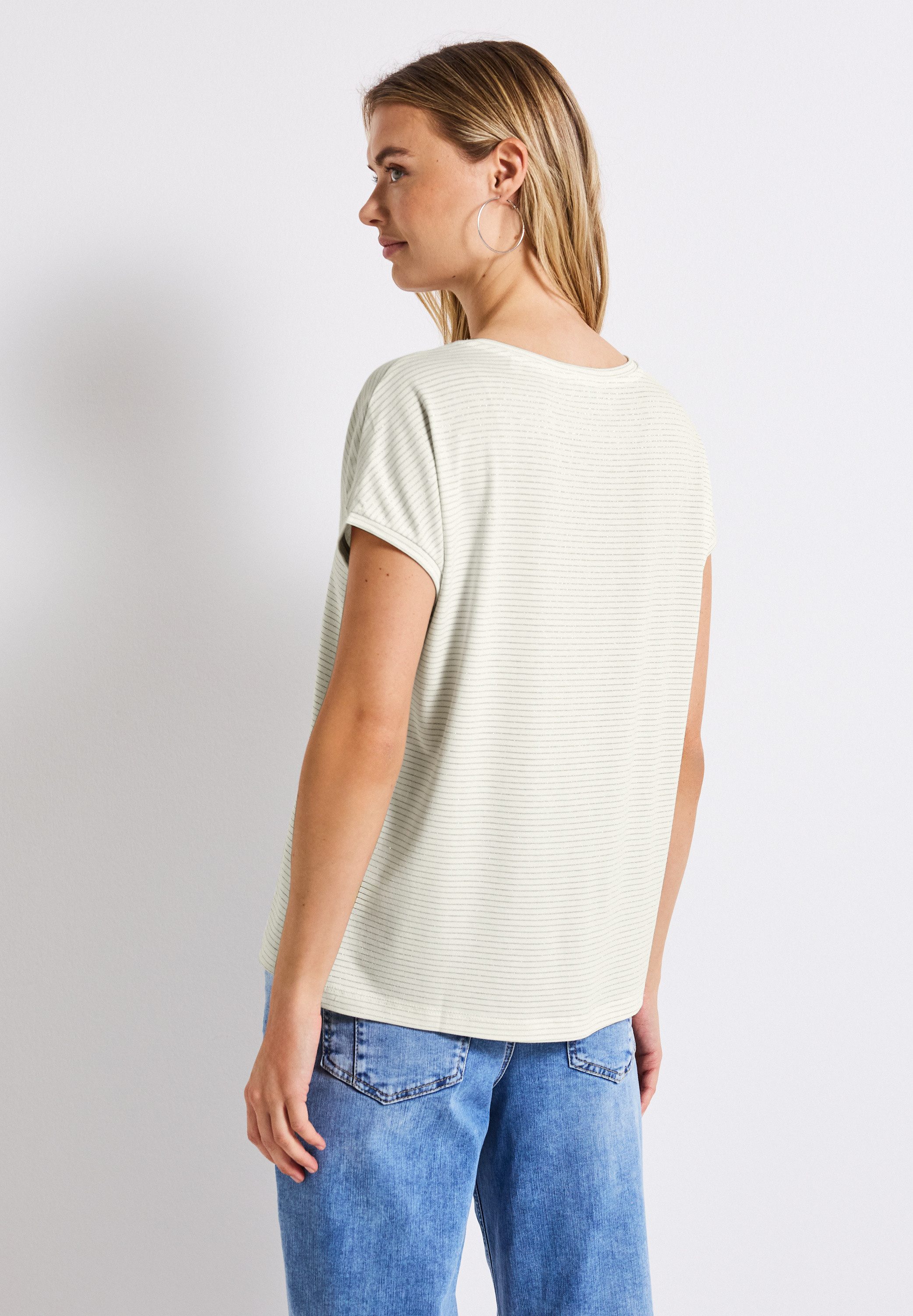 STREET ONE Rundhalsshirt mit glitzernden Streifen günstig online kaufen