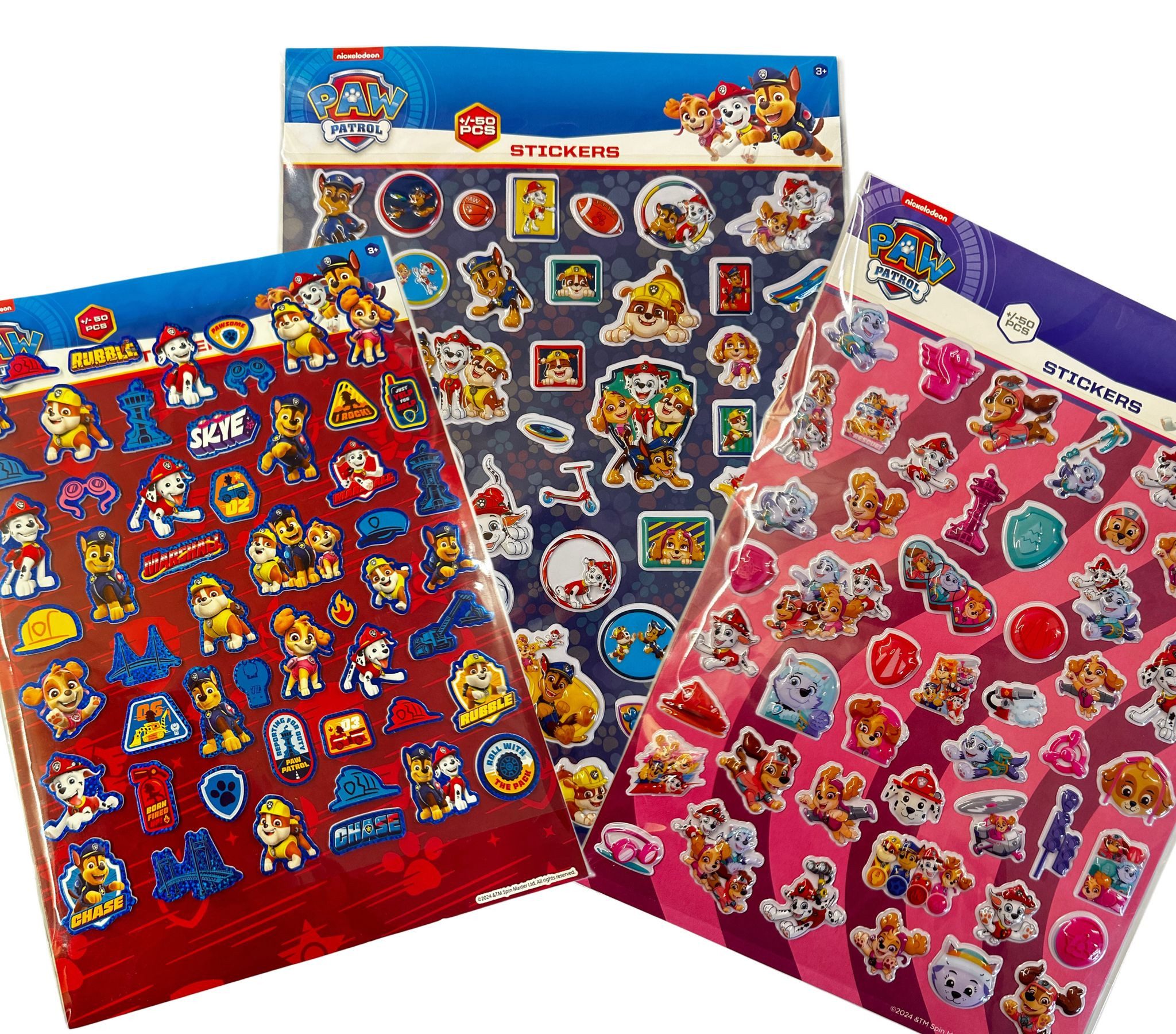 Nickelodeon Sticker Paw Patrol Aufkleber 3D mit Chase, Marshall, Rubble, 50 Sticker bunt, (Set 1-tlg), Chase,Marshall,Rubble,Skye und Rocky Geschenke für Jungen und Mädchen