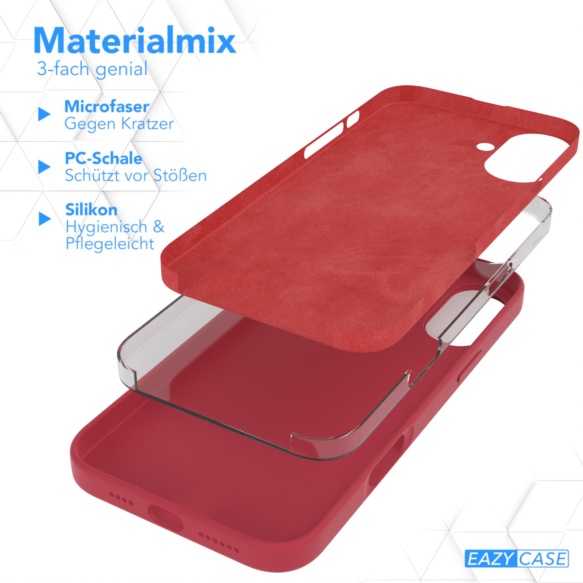 EAZY CASE Handyhülle für Apple iPhone 16 Plus Premium Silikon 6,7 Zoll, Hülle Silikon mit Displayschutz Handytasche aus Silikon Rot / Beere – Bild 5 von 5