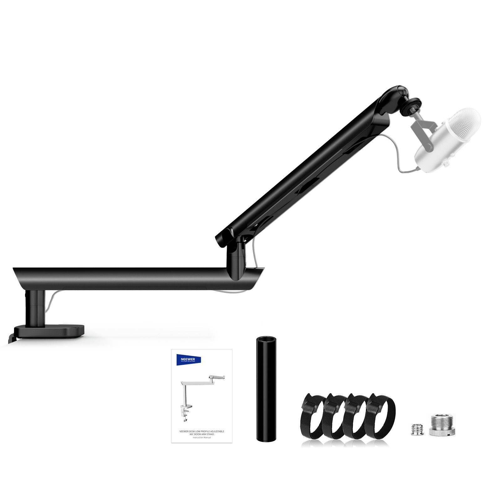 Neewer Mikrofonständer MS007 Mikrofonständer Boom Arm, Low Profil Microphone Halter, (Packung), Tischhalterung mit Kugelkopf 3/8Zoll 5/8Zoll Adaptern, max 1,5kg