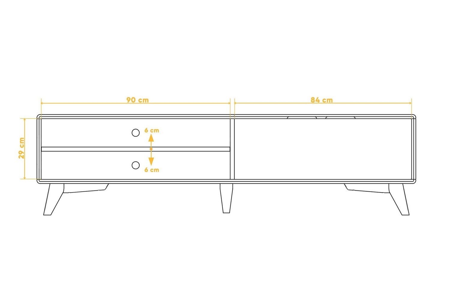 Natur24 Lowboard TV-Board Gerg Kernbuche 180x40x48 mit 2 Türen und 2 offenen Fächern