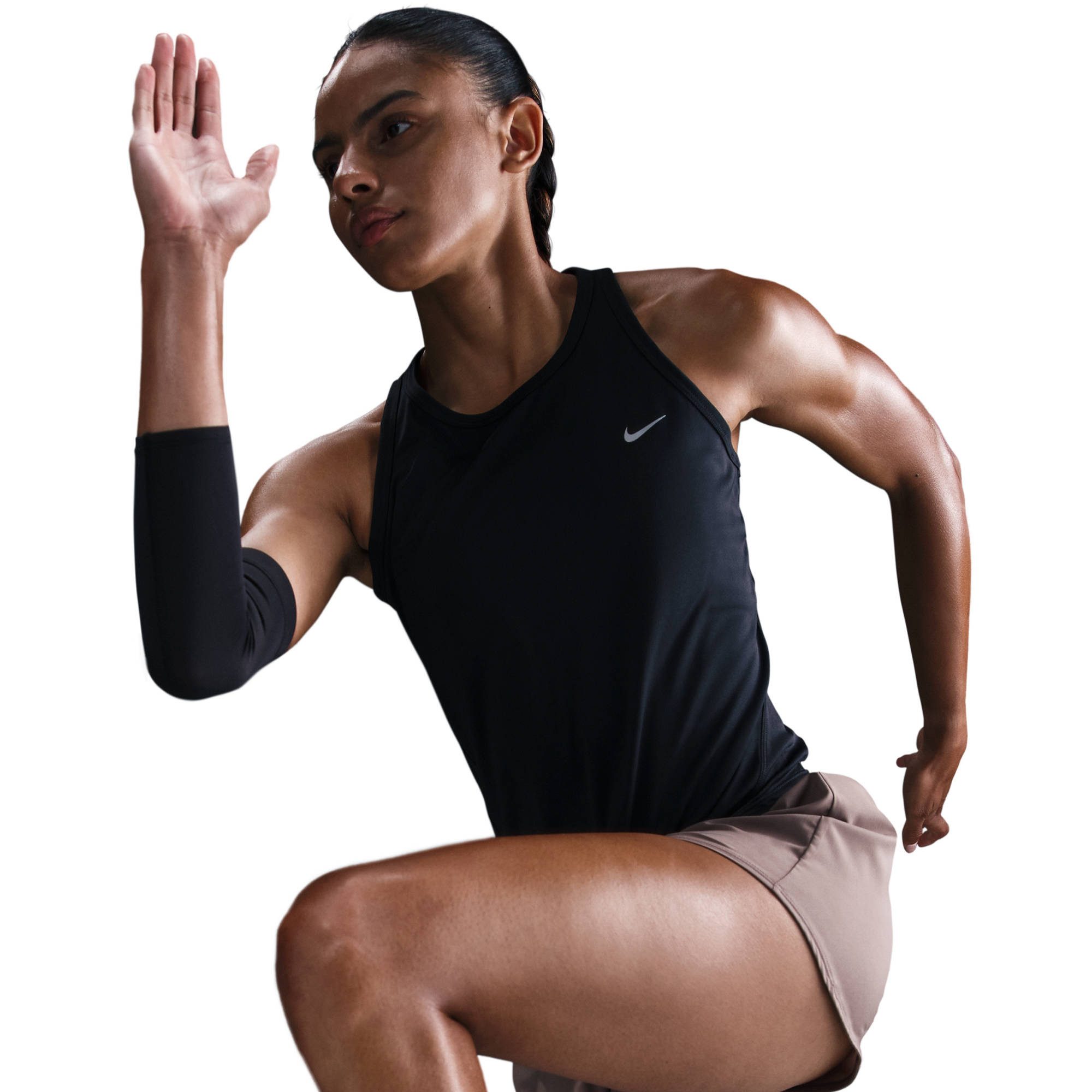 Nike Lauftop W NK TEMPO DF TANK abgerundeter Saum, schweißableitendes Dri-FIT-Material