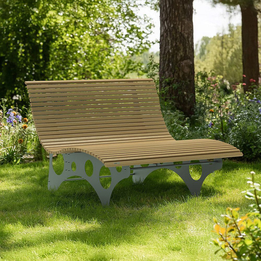 HOME DELUXE Doppelliege WPC Wellenliege NIRA - 50,5 /105 x 148 x 152 cm, 50,5 /105 x 148 x 152 cm - ergonomisch geformt, Gartenliege, Waldsofa