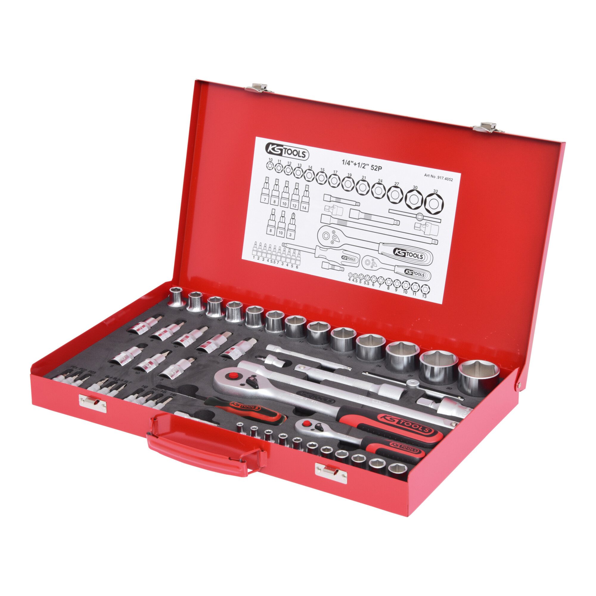 KS Tools Steckschlüssel KS Tools 1/4" +1/2" Steckschlüssel-Satz, 52-teilig