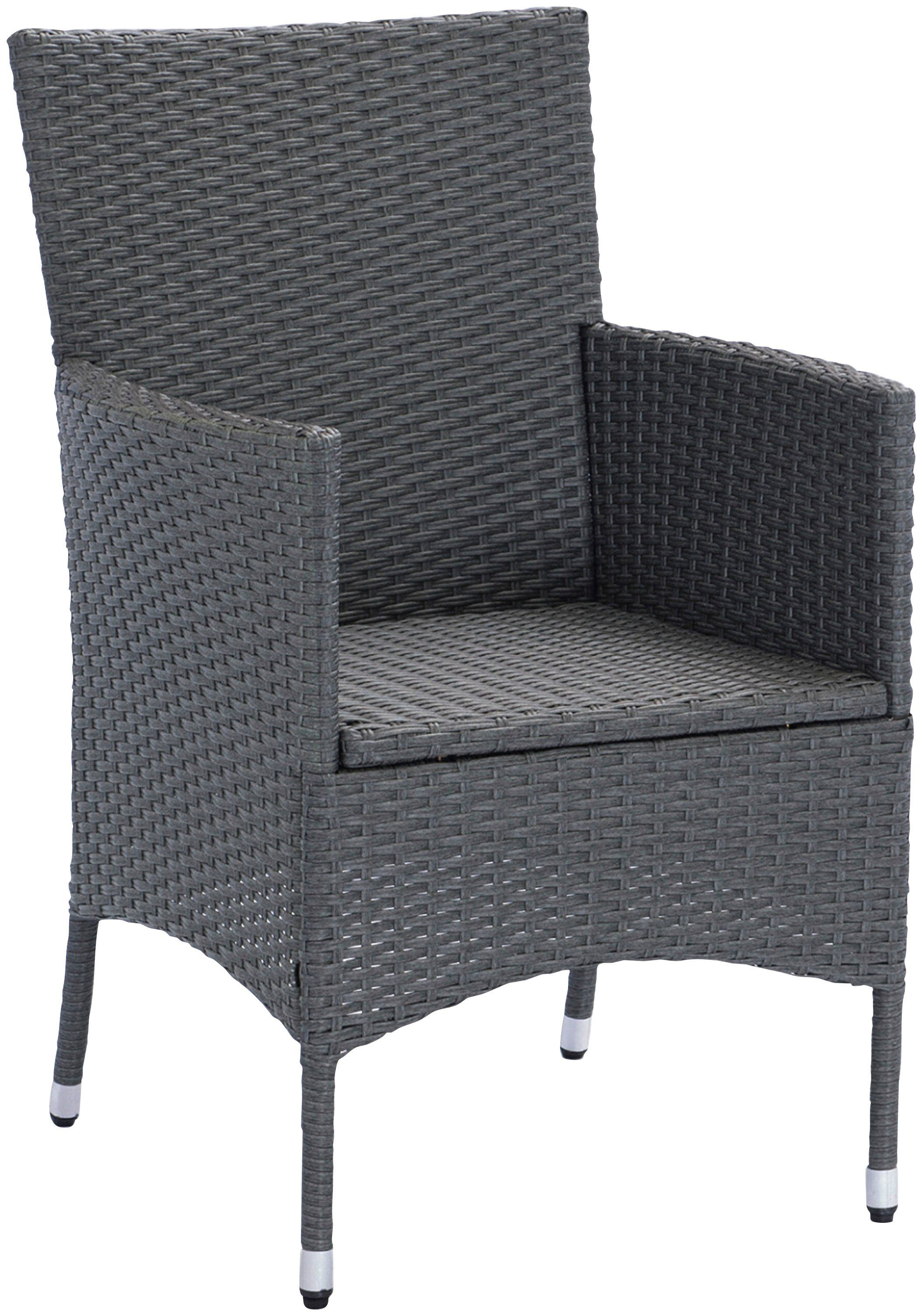 KONIFERA Garten-Essgruppe Korfu, (Set, 13-tlg., 6x Sessel, 1xTisch: 150x80x73,5 cm, inkl. Auflagen, inkl. Schutzhülle), Tischplatte aus Sicherheitsglas, Staufläche unter dem Tisch