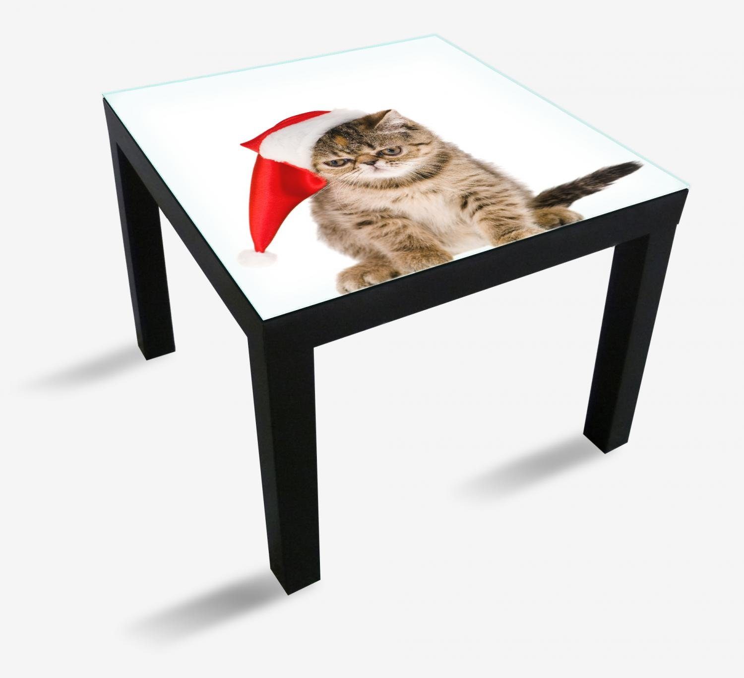 Wallario Tischplatte Ich für (1 Tisch hasse Weihnachten mit St), mürrische Katze Lack Weihnachtsmütze geeignet - Ikea