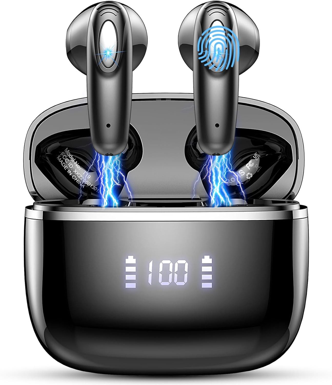 ROMOKE Kabellos Bluetooth 5.3, 4 ENC Noise Cancelling mit 14,2mm Dynamischer In-Ear-Kopfhörer (Satte Klangtextur dank dynamischer Treiber und subtilen Vibrationen., Mit 40 std Spielzeit, Ohrhörer Bluetooth, Digitale LED-Anzeige)