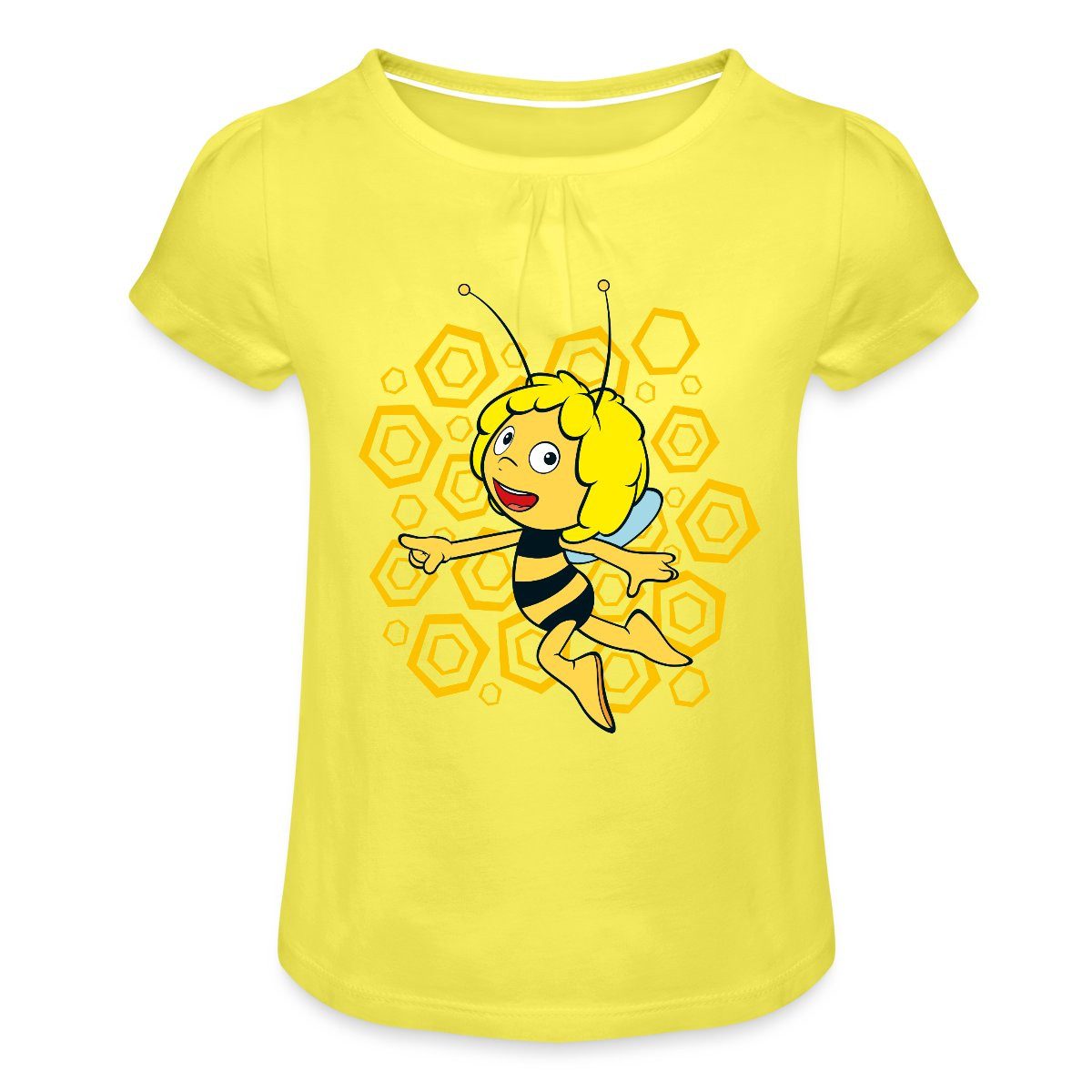 Spreadshirt T-Shirt Biene Maja Bienenstock Wabenmuster Mädchen T-Shirt Twist (1-tlg)