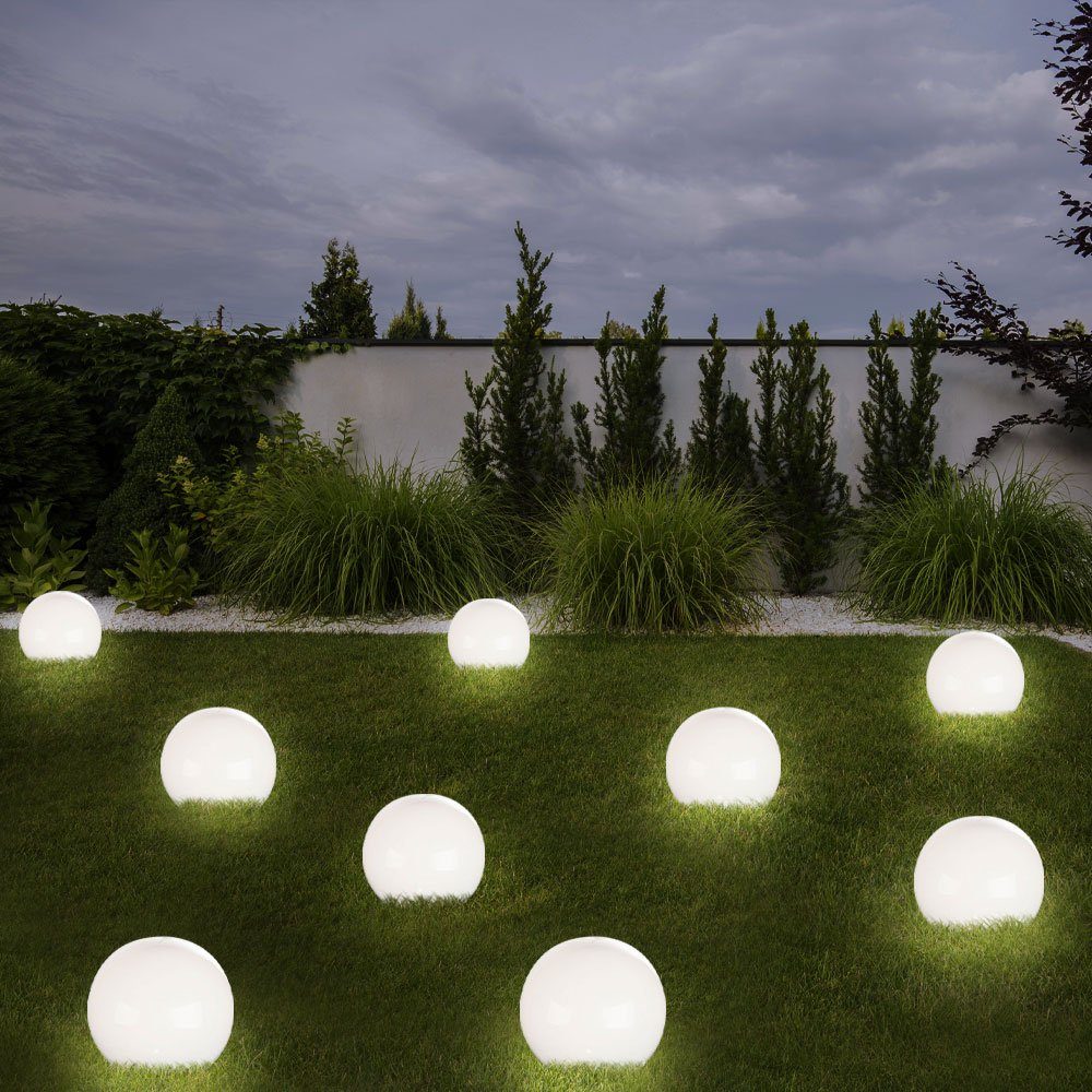 etc-shop LED Solarleuchte, LED-Leuchtmittel fest verbaut, Kugelleuchte Solar 10 cm Solarleuchte Kugel Garten LED Gartendeko