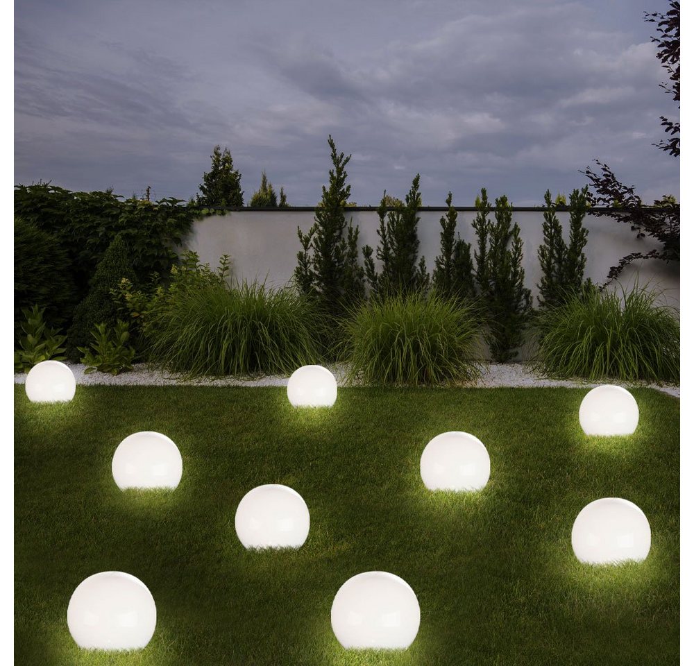 etc-shop LED Solarleuchte, LED-Leuchtmittel fest verbaut, Kugelleuchte Solar 10 cm Solarleuchte Kugel Garten LED Gartendeko