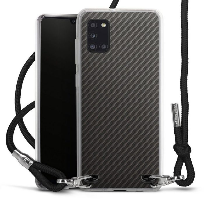 DeinDesign Handyhülle Metallic Look Muster Carbon Carbon Samsung Galaxy A31 Handykette Hülle mit Band Case zum Umhängen