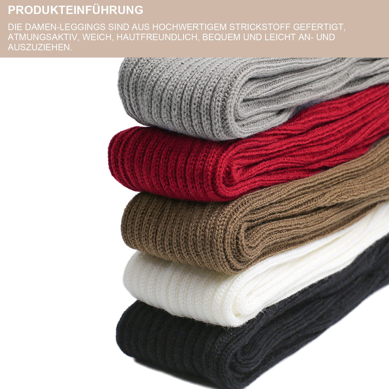 Refttenw Kniestrümpfe Gestrickte Thermosocken, Yoga-Steigbügel-Beinlinge (2 Paare)