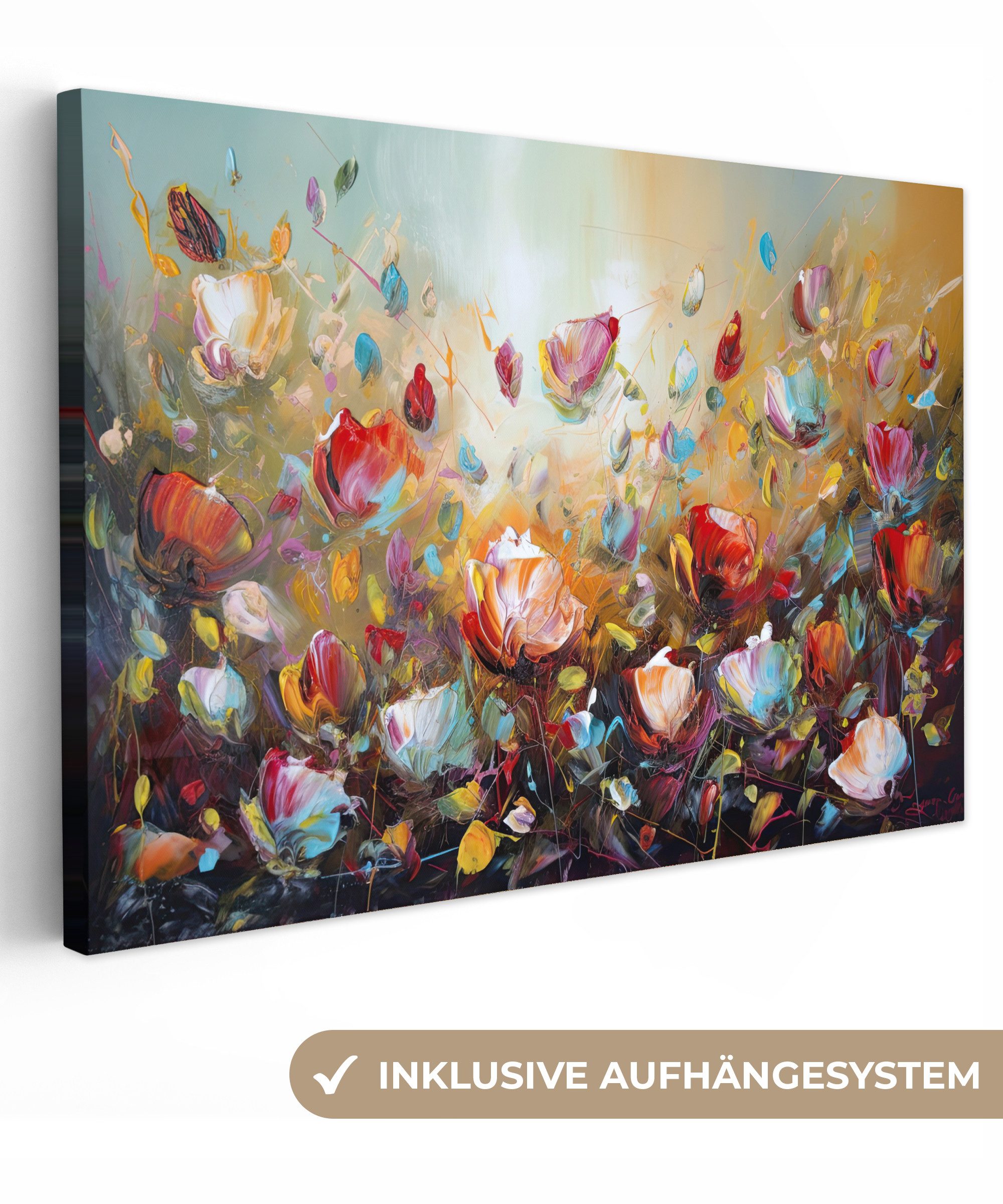 OneMillionCanvasses® Leinwandbild Blumen - Kunst - Natur - Ölfarbenoptik, F günstig online kaufen