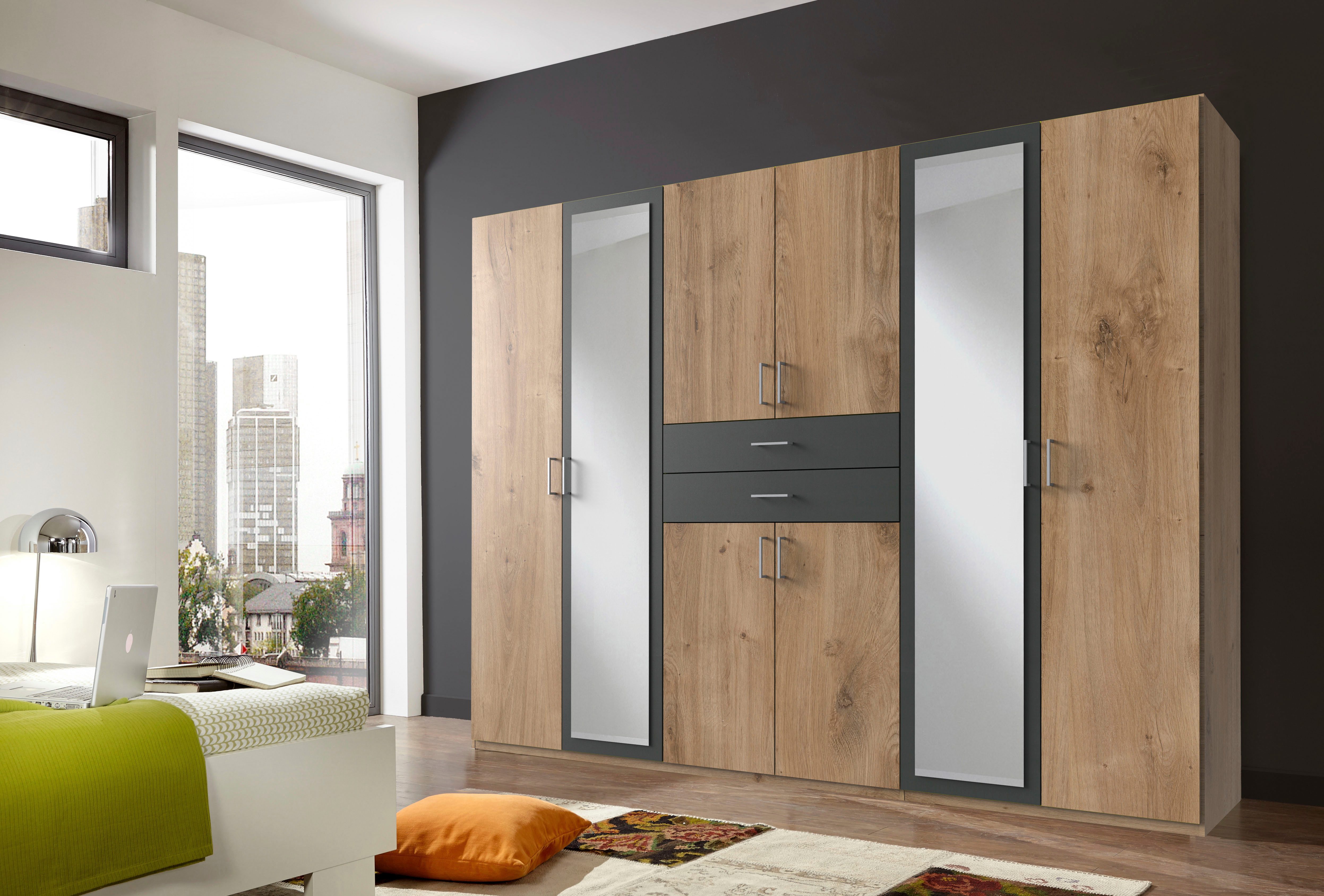 Wimex Kleiderschrank Diver Drehtürenschrank mit Spiegel, 180, 225 o. 270cm breit Bestseller Schlafzimmerschrank wahlweise 3 Innenausstattungen
