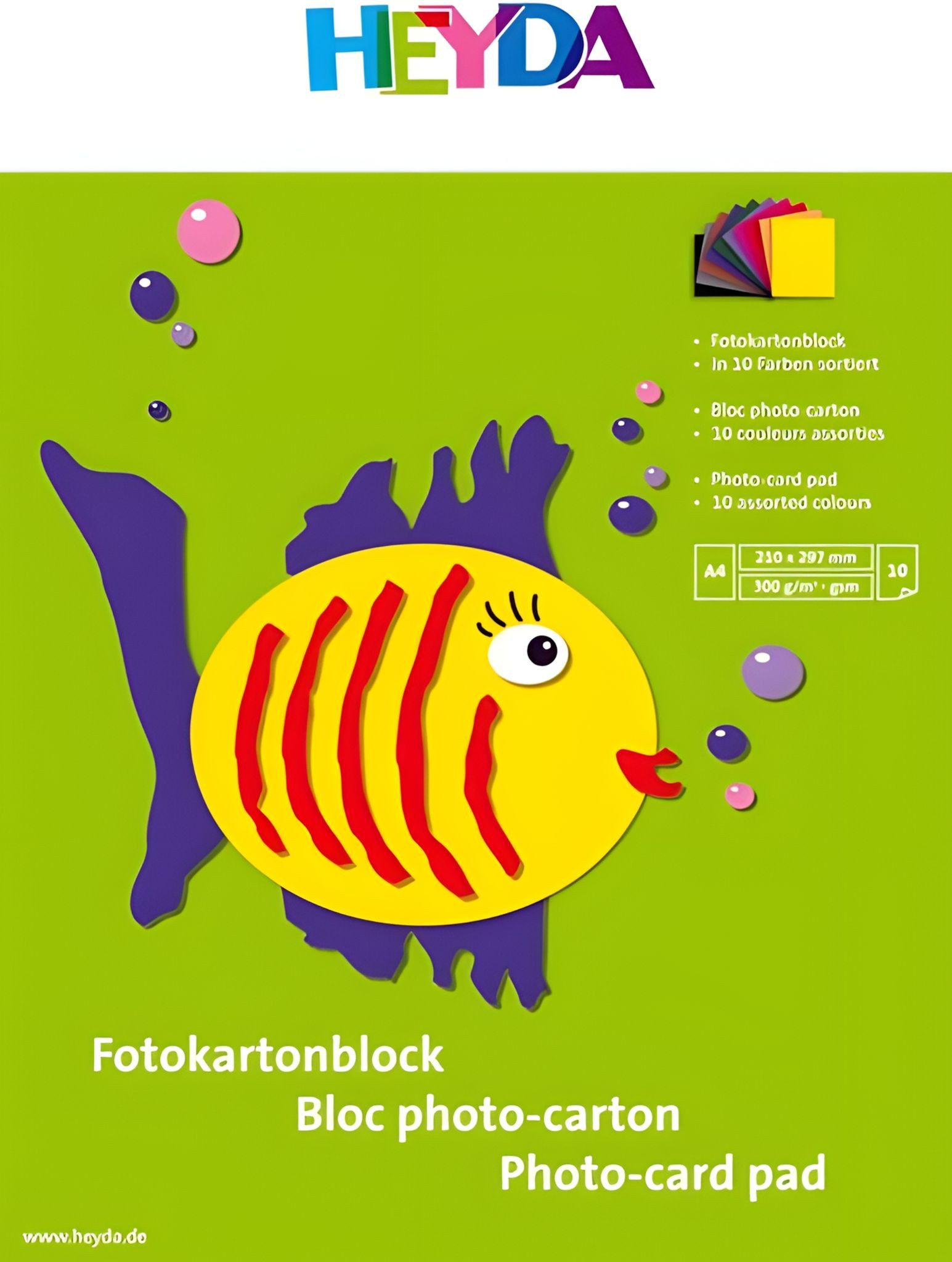 Heyda Bastelkartonpapier HEYDA 2047126 Fotokarton-Block A4 100 % Recyclingpapier sonnengelb