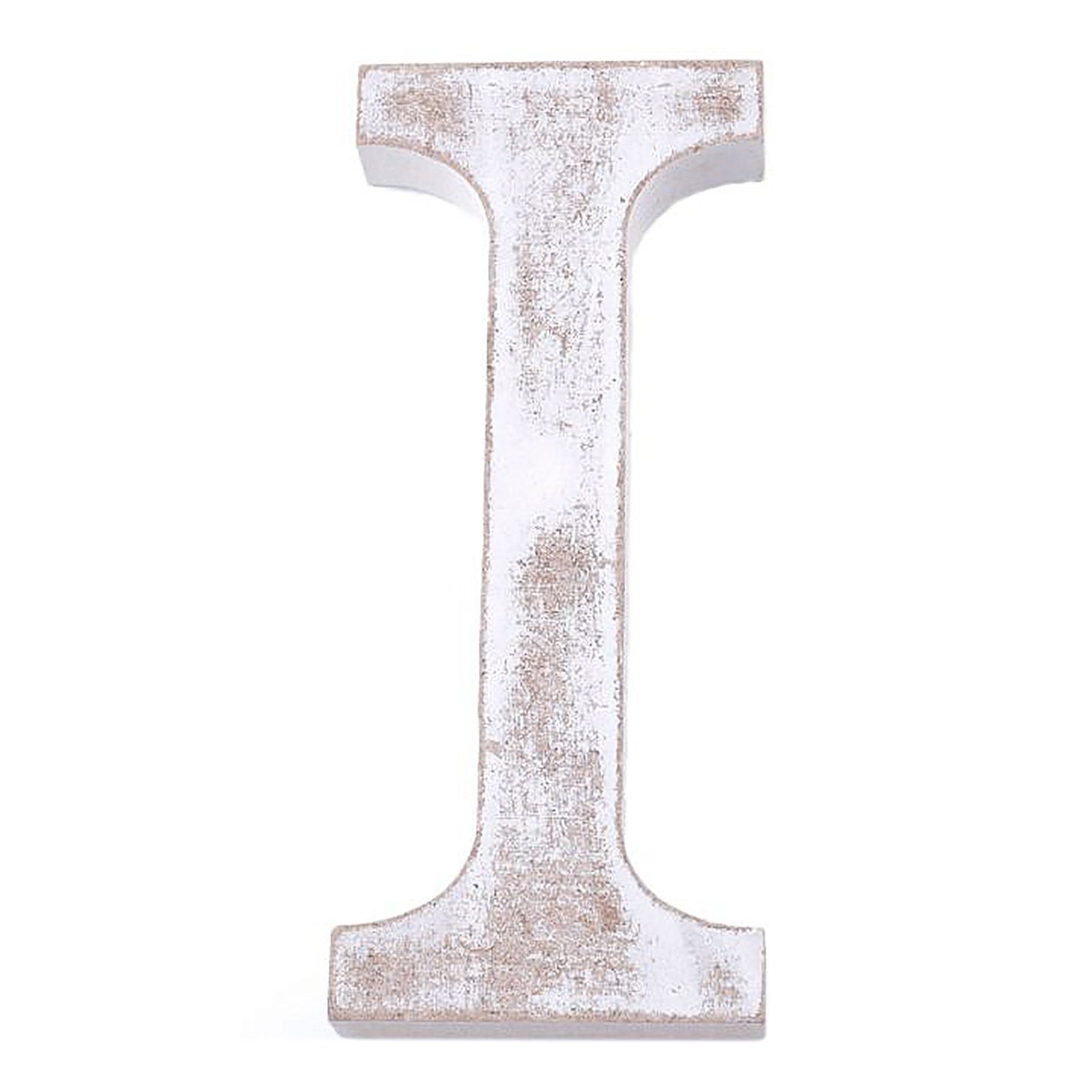 maDDma Deko-Buchstaben 3D Holzbuchstabe 11 cm, weiß-vintage, Einzelbuchstabe "I"