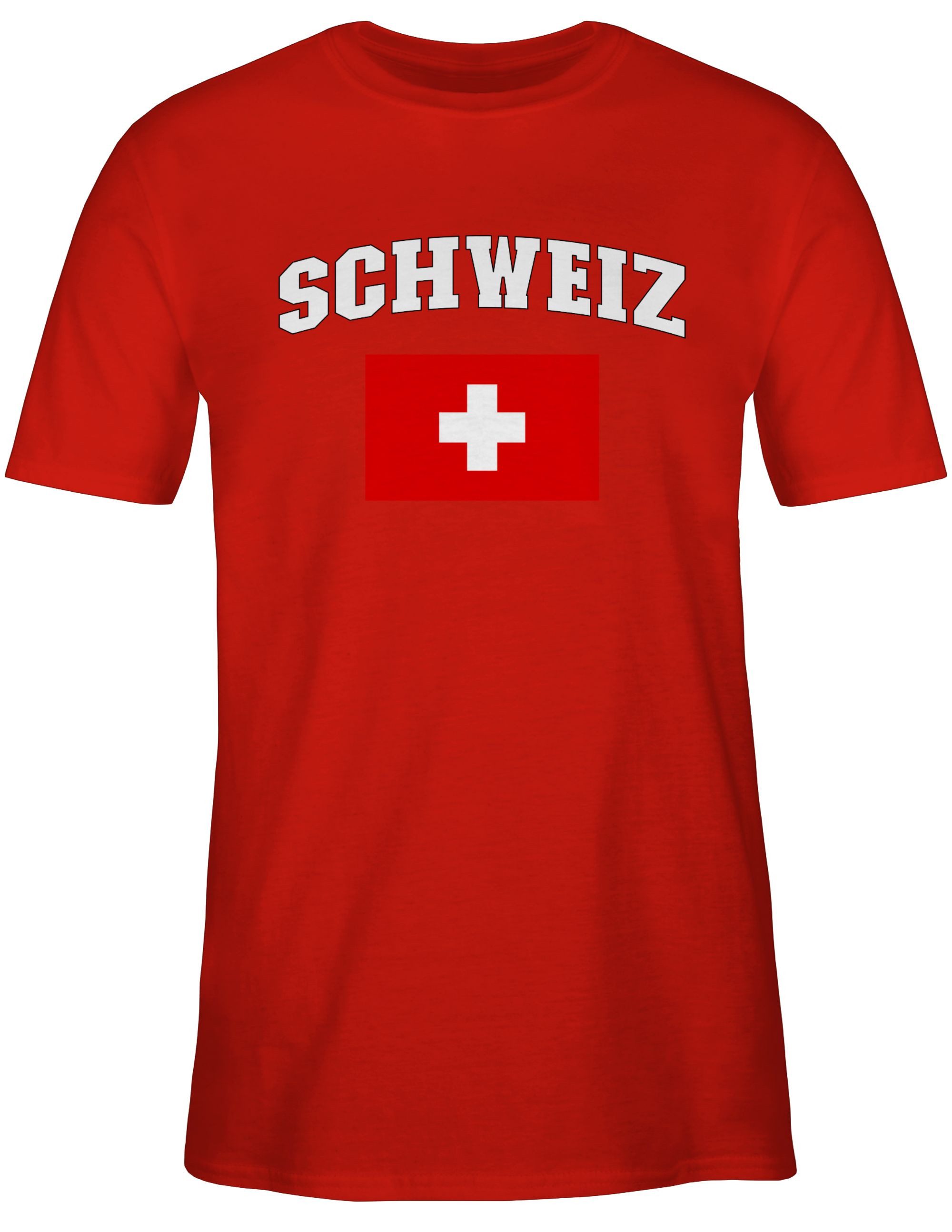 Shirtracer T-Shirt Schweiz Schriftzug mit Flagge, günstig online kaufen