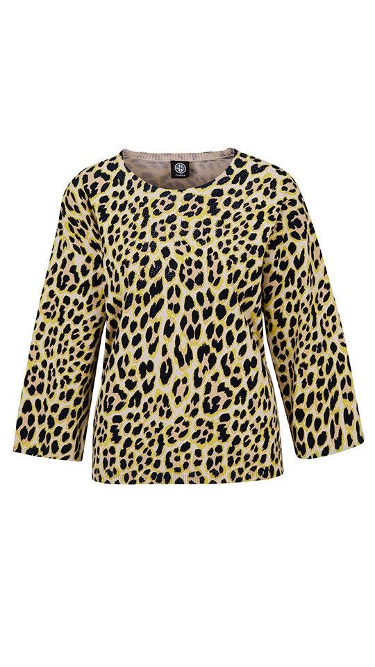 Faber Strickpullover Feinstrickpullover mit Leoprint
