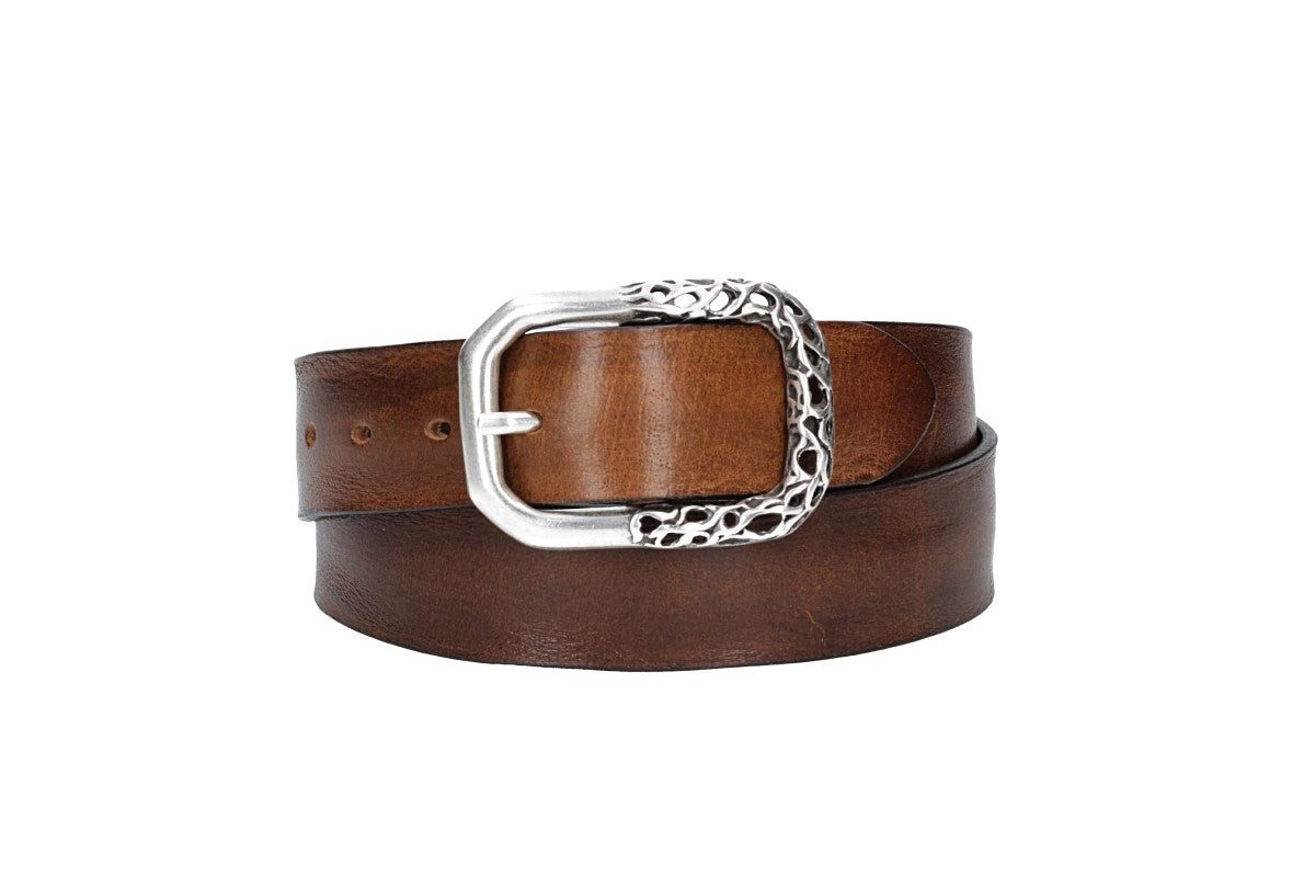 Ledergürtel Cognac 40mm mit Schmuck-Vollschließe