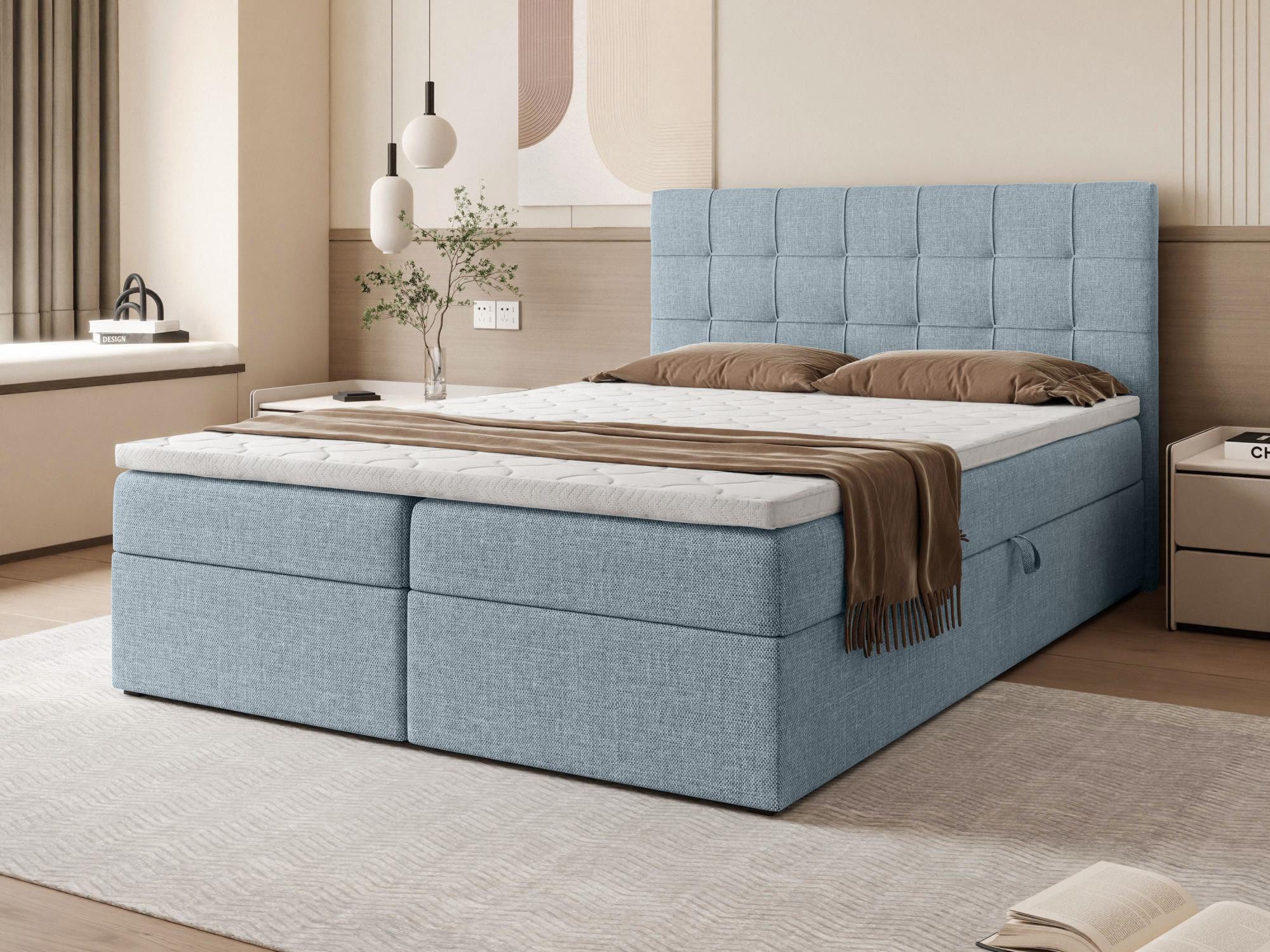 Beautysofa Boxspringbett mit Bettkasten Topiq II, günstig online kaufen