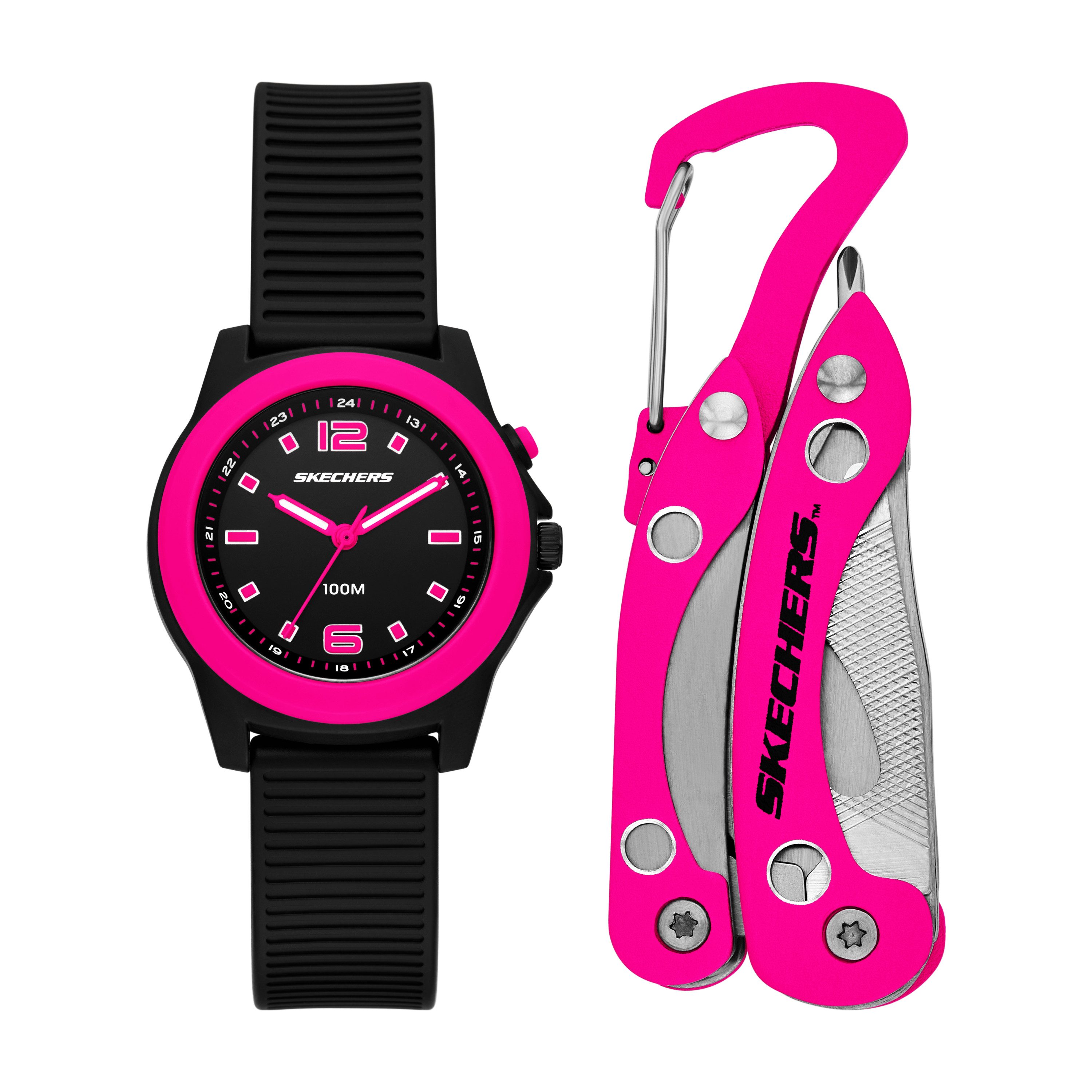 Skechers Quarzuhr Clip Tool Set SR8509, (Set, 2-tlg., mit Multifunktionswerkzeug), Armbanduhr, Silikonarmband, Ideal auch als Geschenk, analog